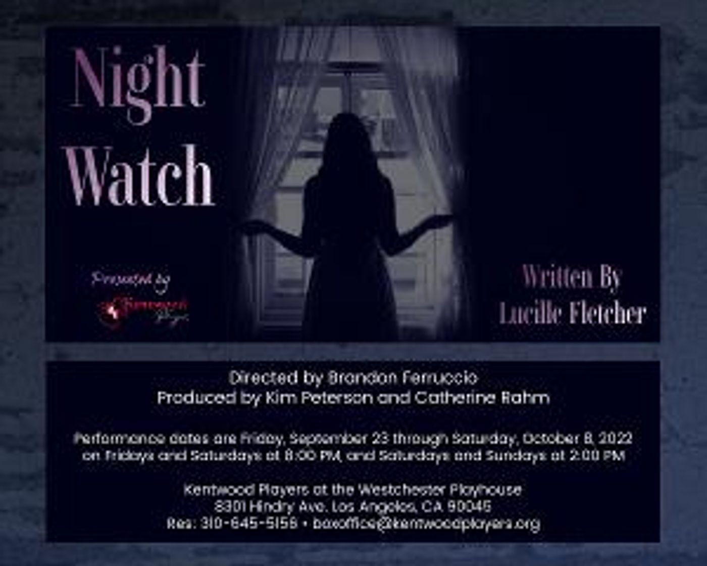Kentwood Players Presents Noir Thriller NIGHT WATCH  Image