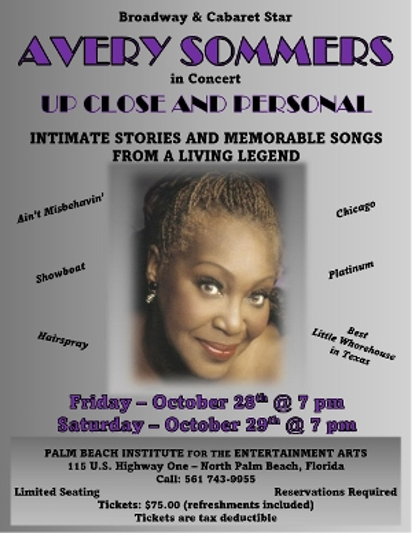 The Palm Beach Institute for the Entertainment Arts Presents Avery Sommers in Concert Next Month  Image