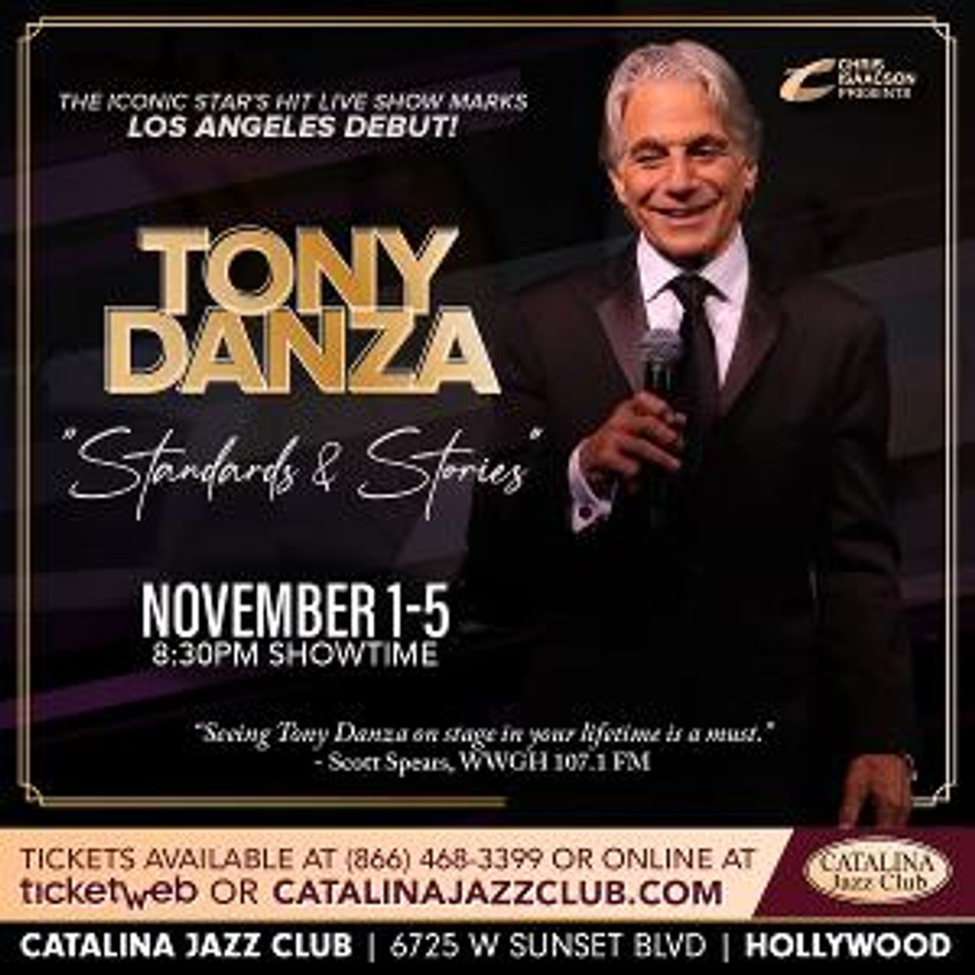 Tony Danza's Hit Live Show Makes Los Angeles Debut at Catalina Jazz Club In Hollywood  Image