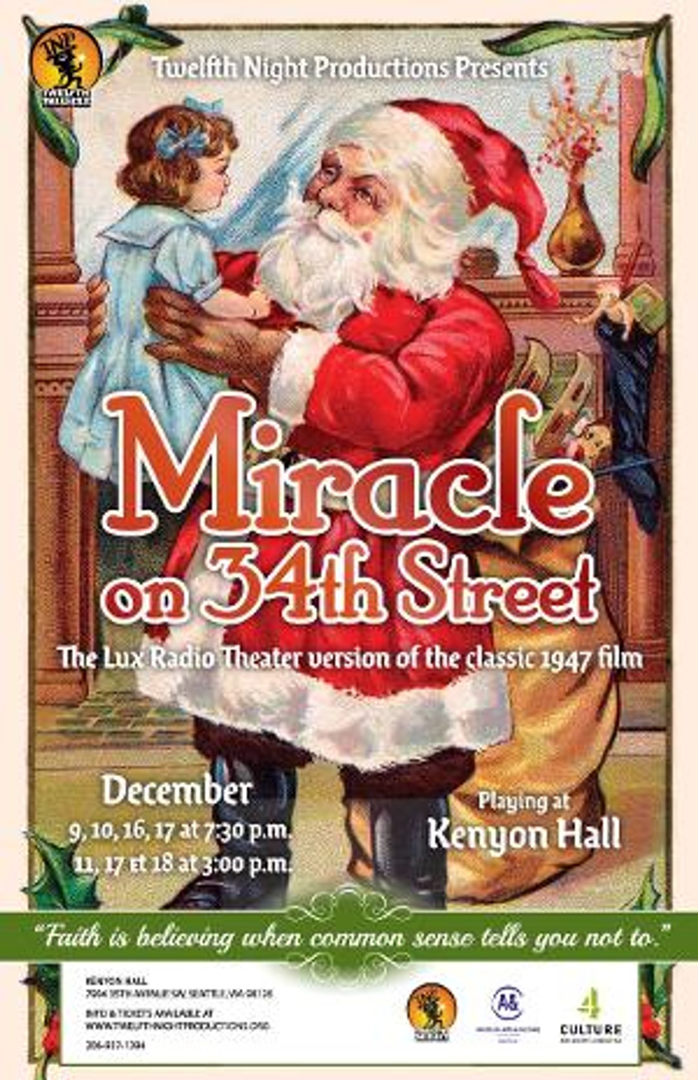 Twelfth Night Productions Closes Run With MIRACLE ON 34TH STREET Radio Play  Image