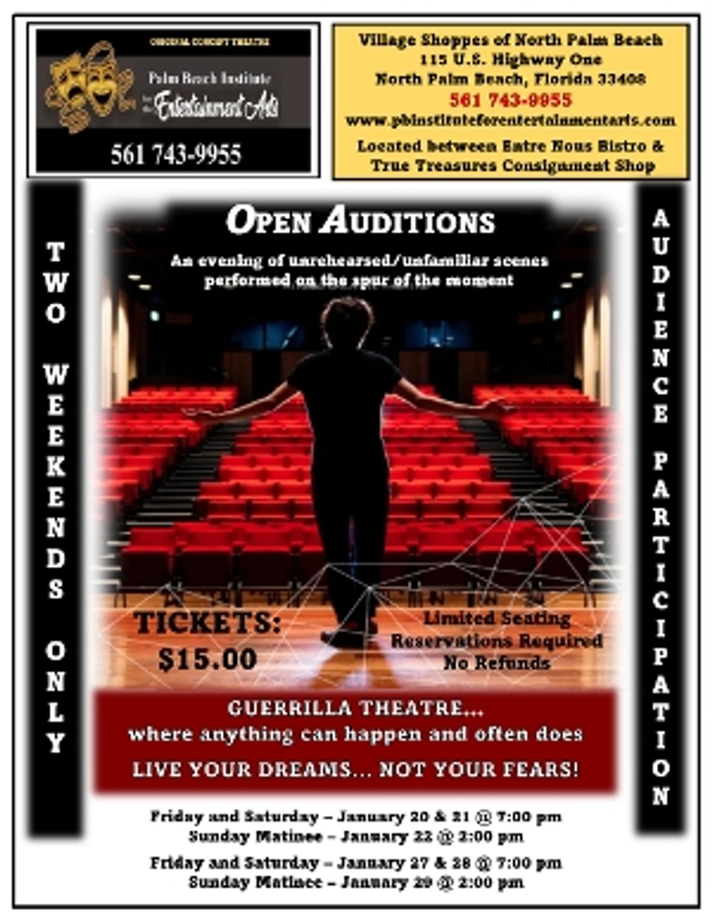 The Palm Beach Institute for the Entertainment Arts Presents OPEN AUDITIONS  Image