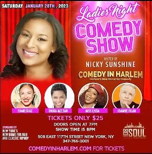 Comic Nicky Sunshine Hosts Ladies Night Showcase at Comedy In Harlem  Image