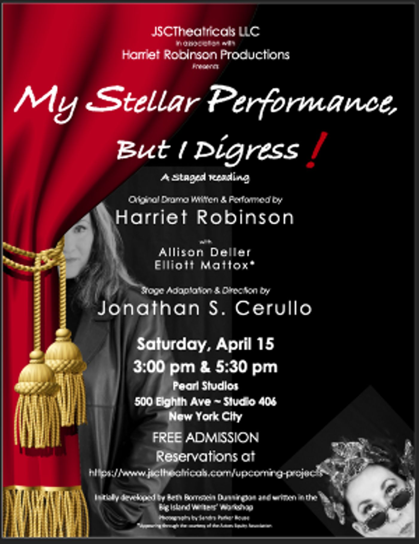 Harriet Robinson to Star in MY STELLAR PERFORMANCE, BUT I DIGRESS in April  Image