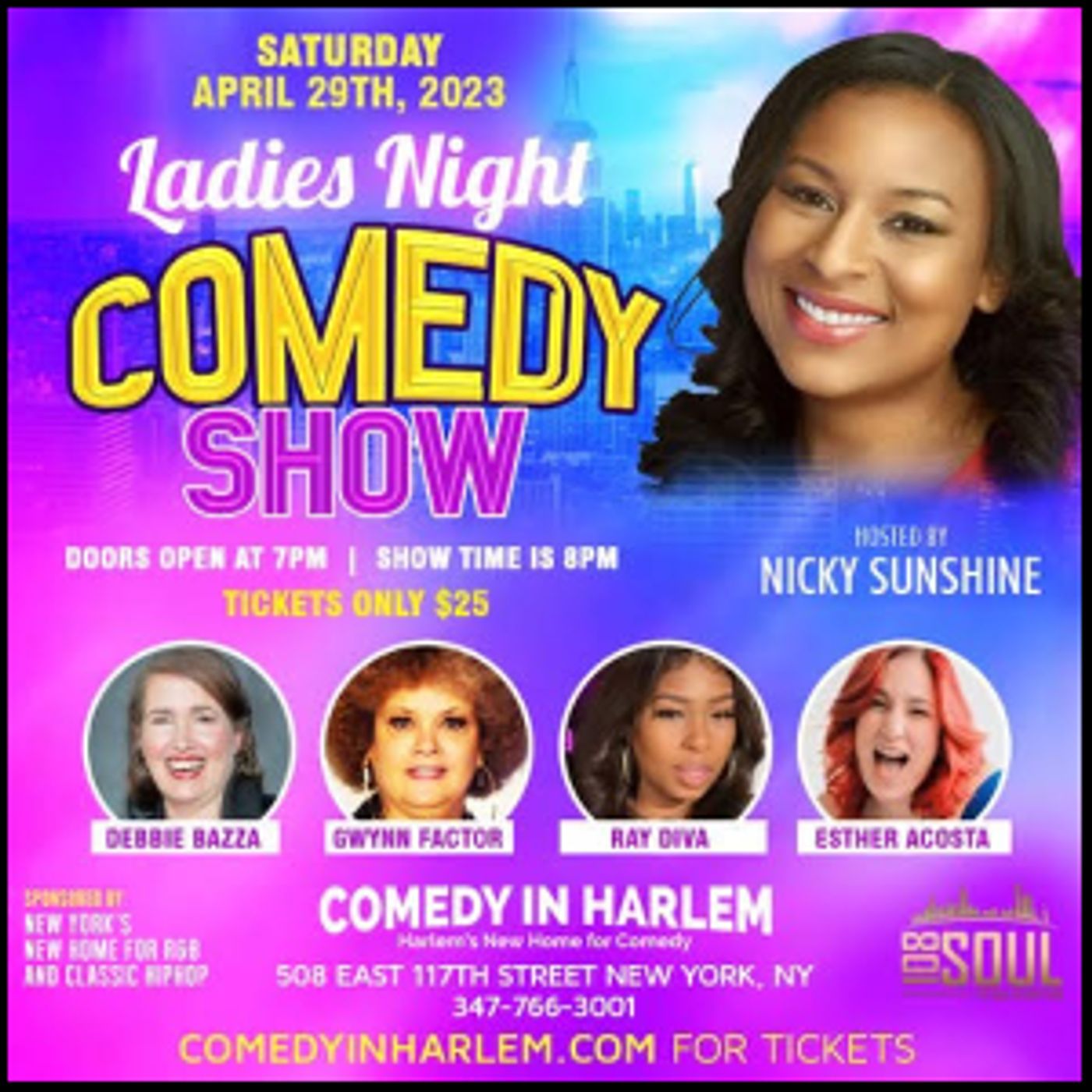 Comic Nicky Sunshine Presents Ladies Night Showcase @ Comedy In Harlem  Image