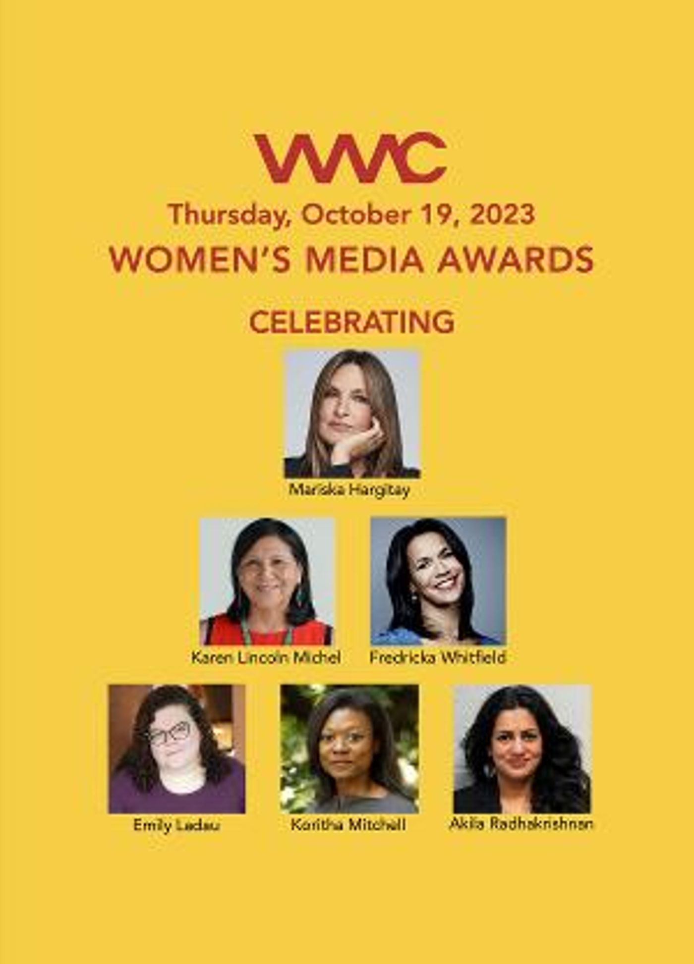 The Women's Media Awards Will Honor Mariska Hargitay, Fredricka Whitfield And More On October 19 In New York City  Image