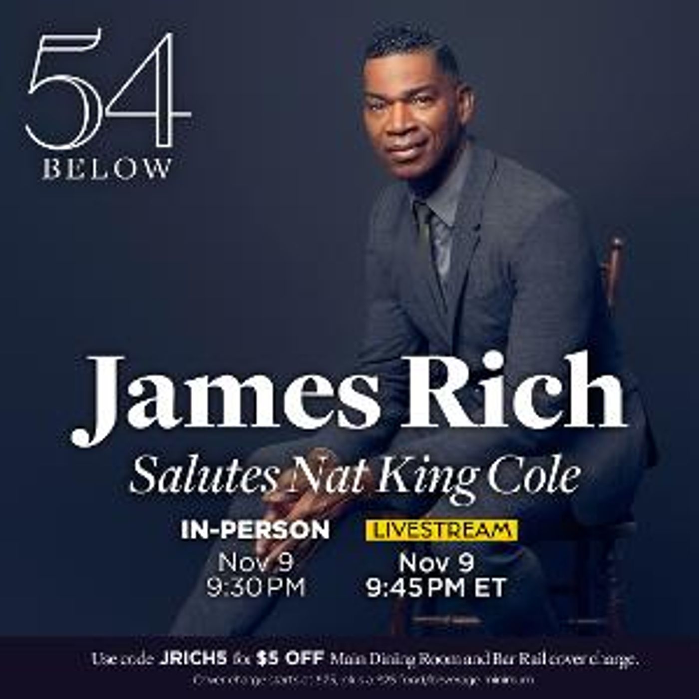 James Rich Pays Tribute To Nat King Cole At 54 Below, November 9  Image