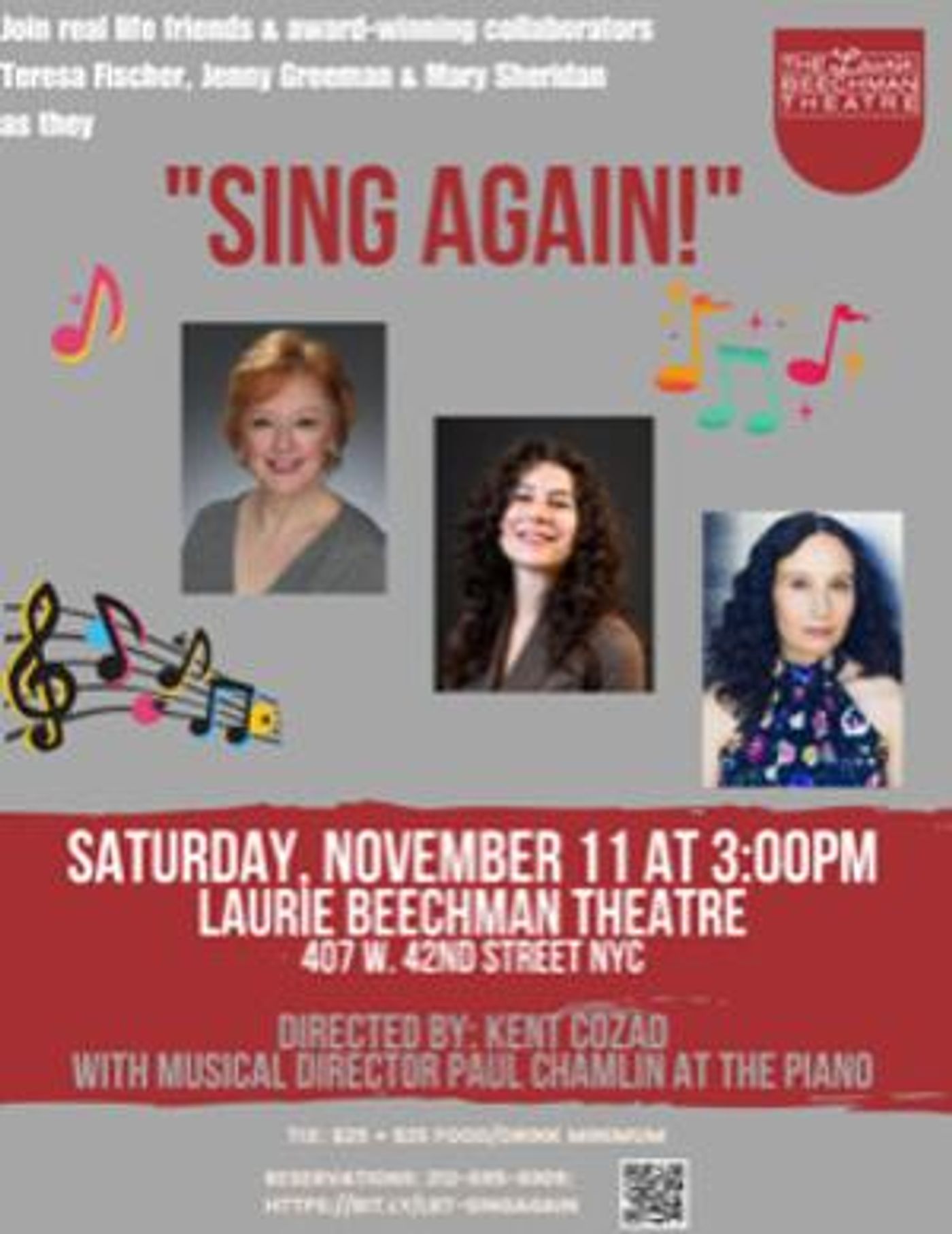 Teresa Fischer, Jenny Greeman and Mary Sheridan to Present SING AGAIN! in November  Image