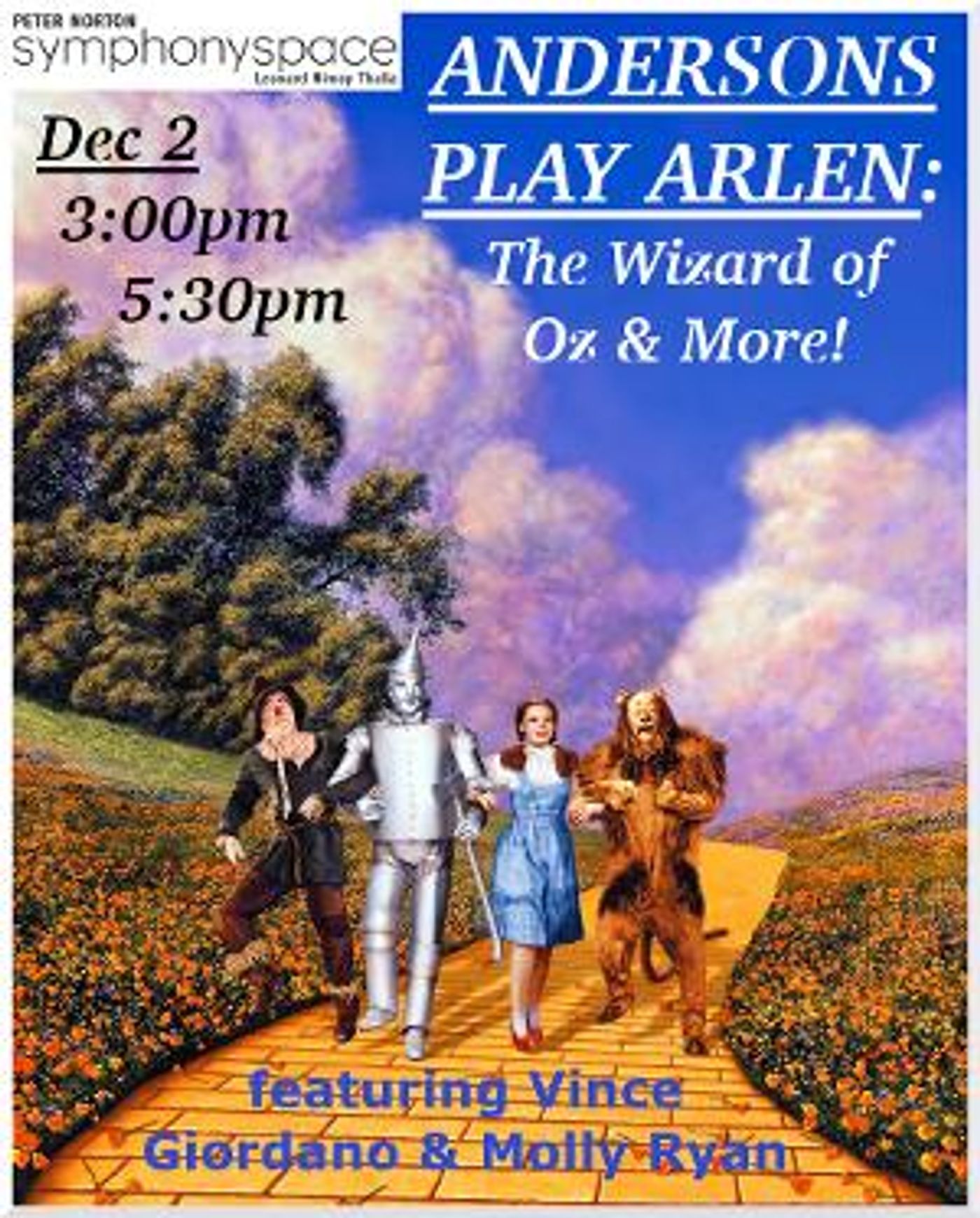 ANDERSONS PLAY ARLEN: THE WIZARD OF OZ & MORE to Play Symphony Space Next Month  Image