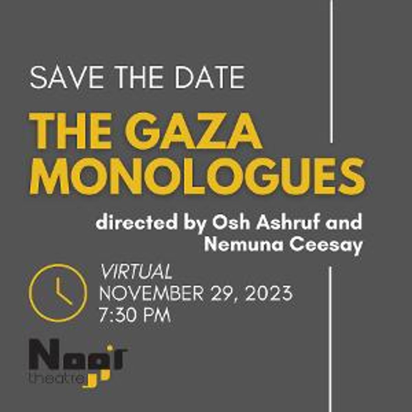 THE GAZA MONOLOGUES Comes to the Noor Theatre This Week  Image
