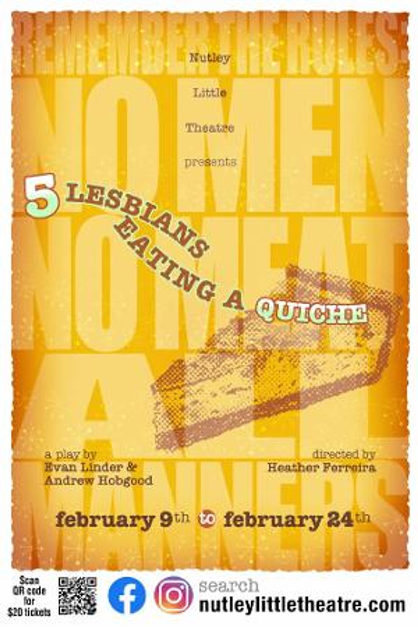 Nutley Little Theatre Presents 5 LESBIANS EATING A QUICHE Directed by Heather Ferreira  Image