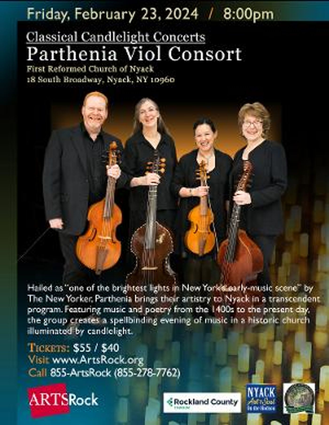 ArtsRock Classical Candlelight Concerts Presents Parthenia Viol Consort, February 23  Image