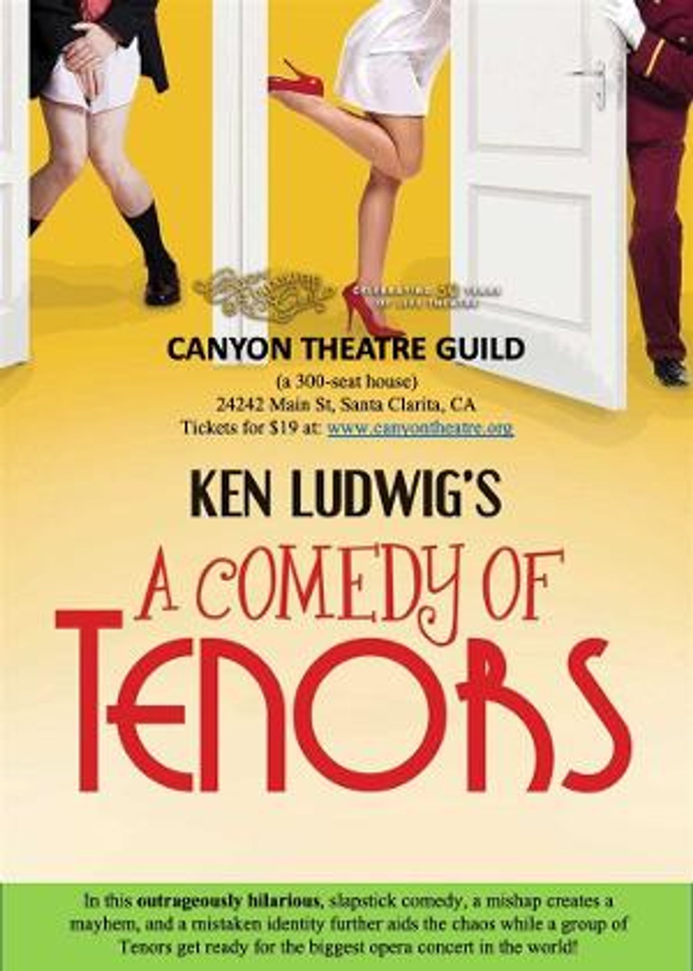 Ken Ludwig's THE COMEDY OF TENORS to be Presented at Canyon Theatre Guild This Month  Image