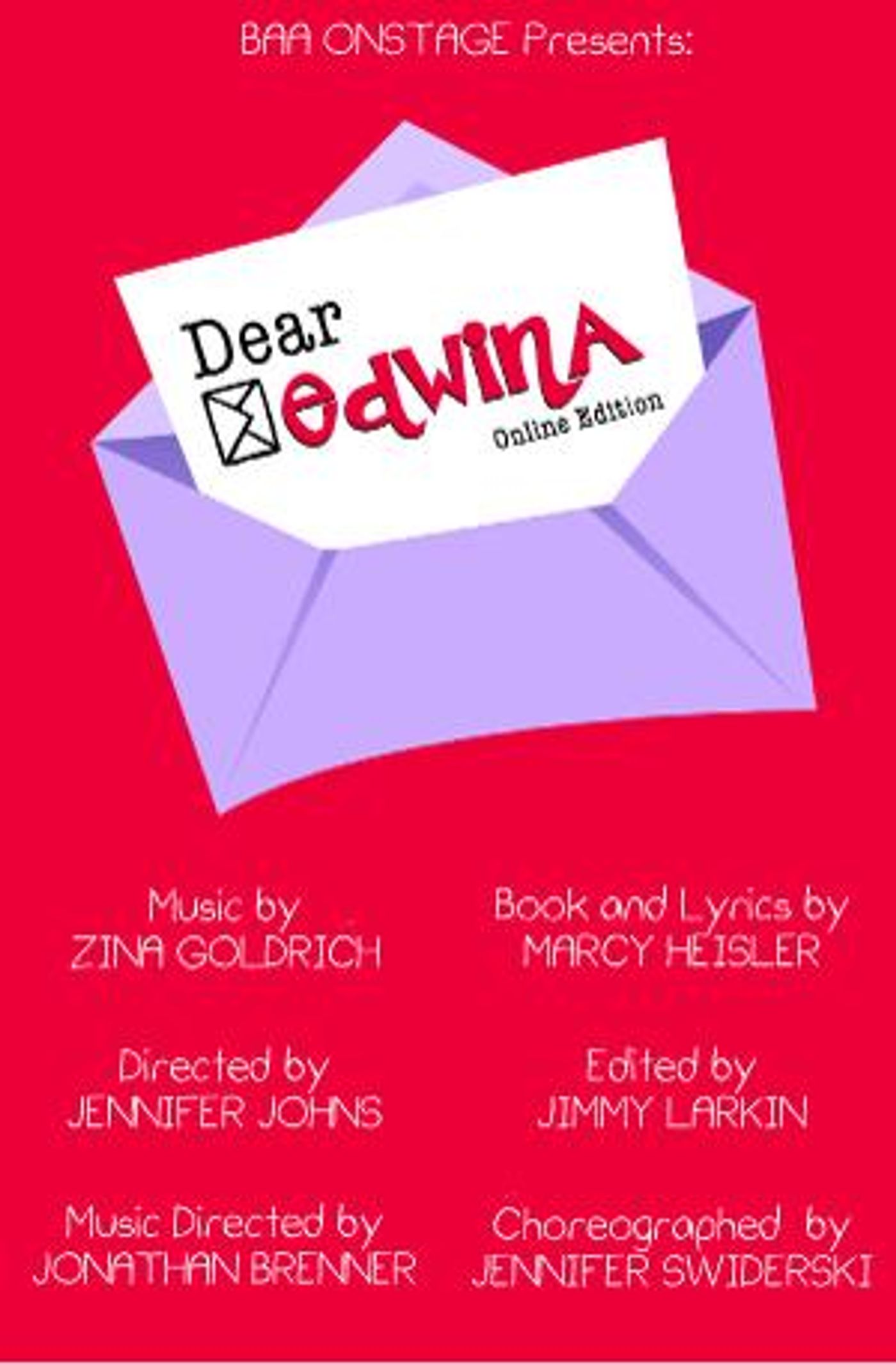 Broadway Artists Alliance Launches Virtual Musical Program, BAAOnstage And Presents DEAR EDWINA Online Edition  Image