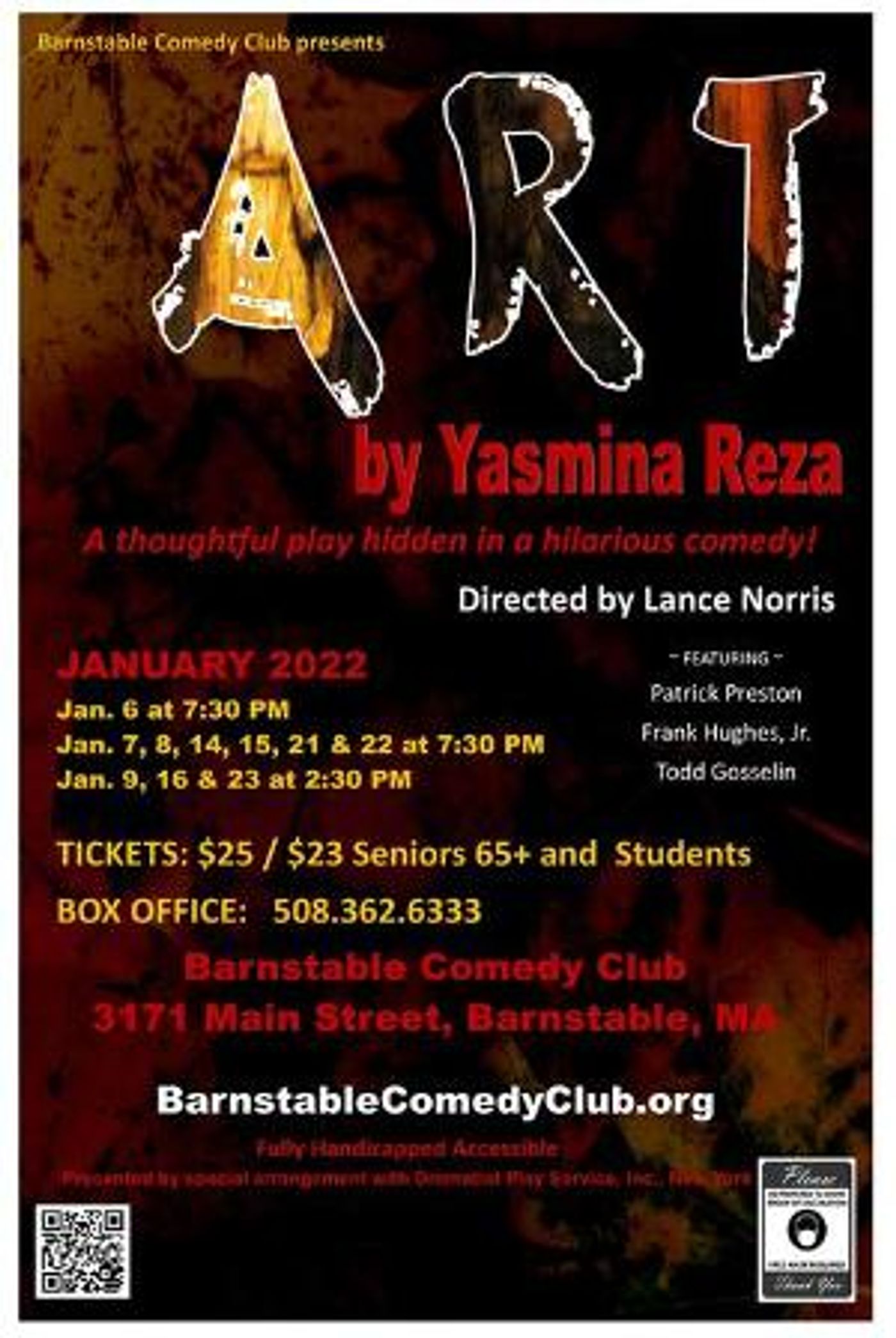 ART By Yasmina Reza to Open at the Barnstable Comedy Club  Image