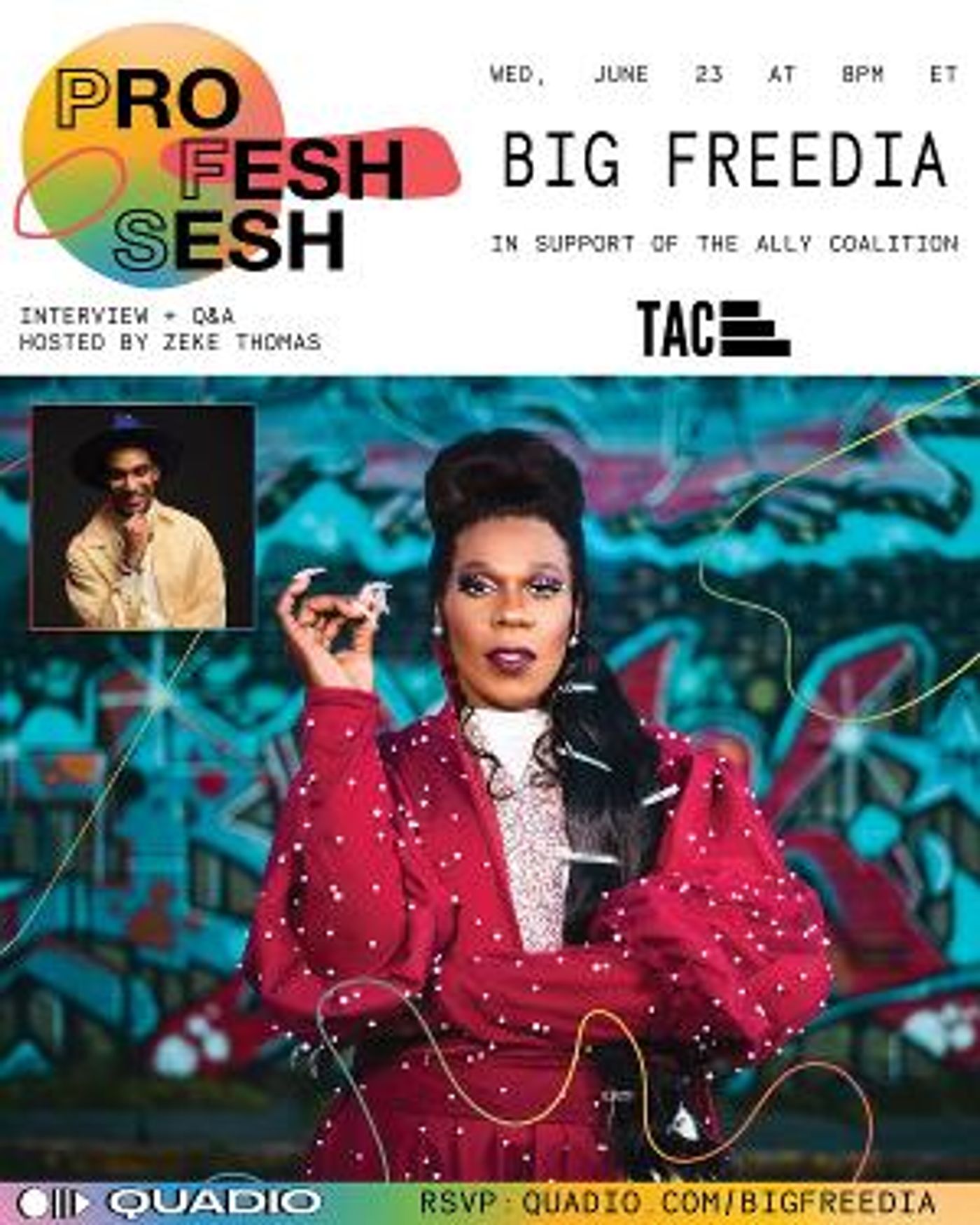 Quadio Announces Pride 'Profesh Sesh' With Hip-Hop Icon Big Freedia in Partnership With The Ally Coalition  Image