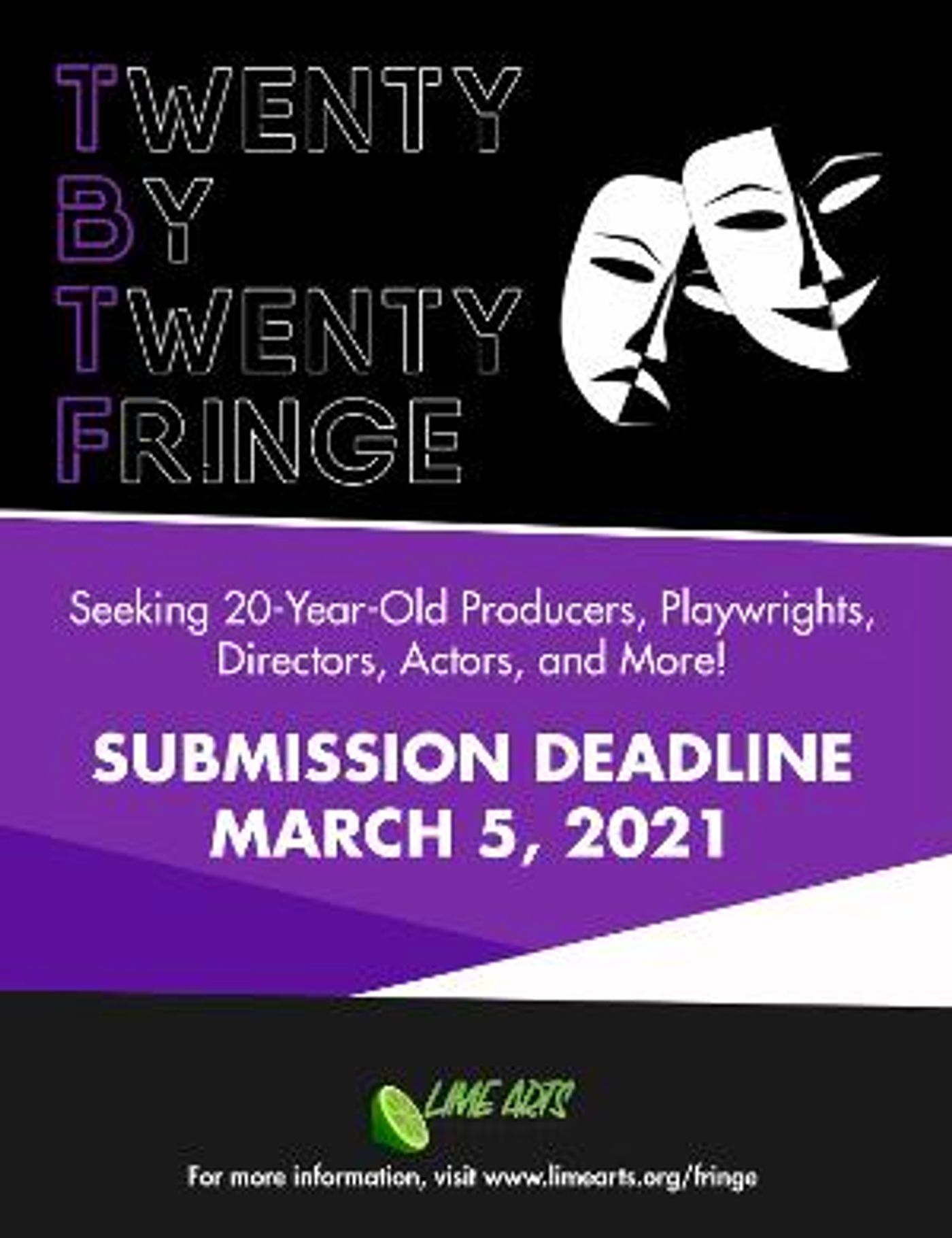 Lime Arts Productions' Twenty By Twenty Fringe Now Accepting Applications  Image