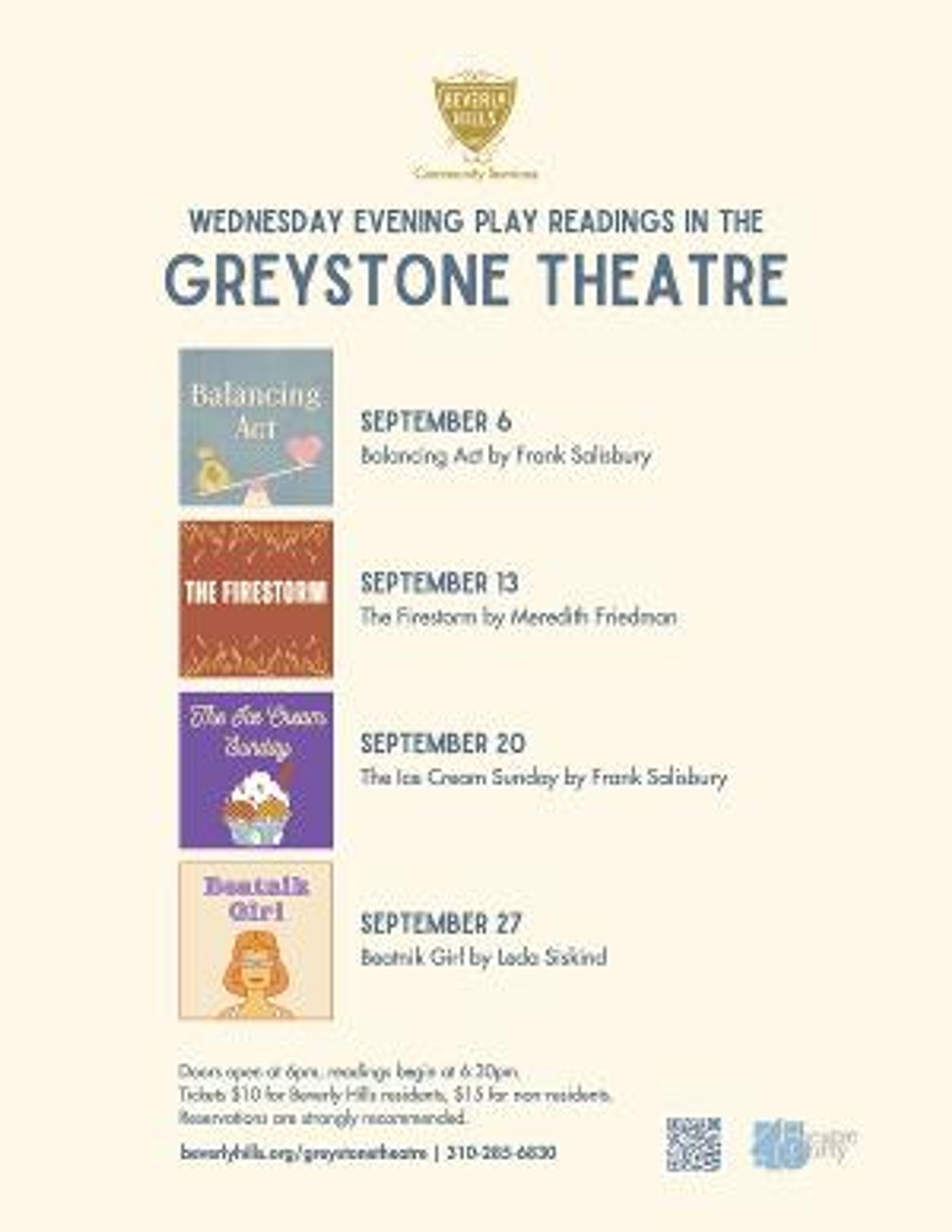Theatre 40 Play Readings at Greystone Mansion Starts in September  Image