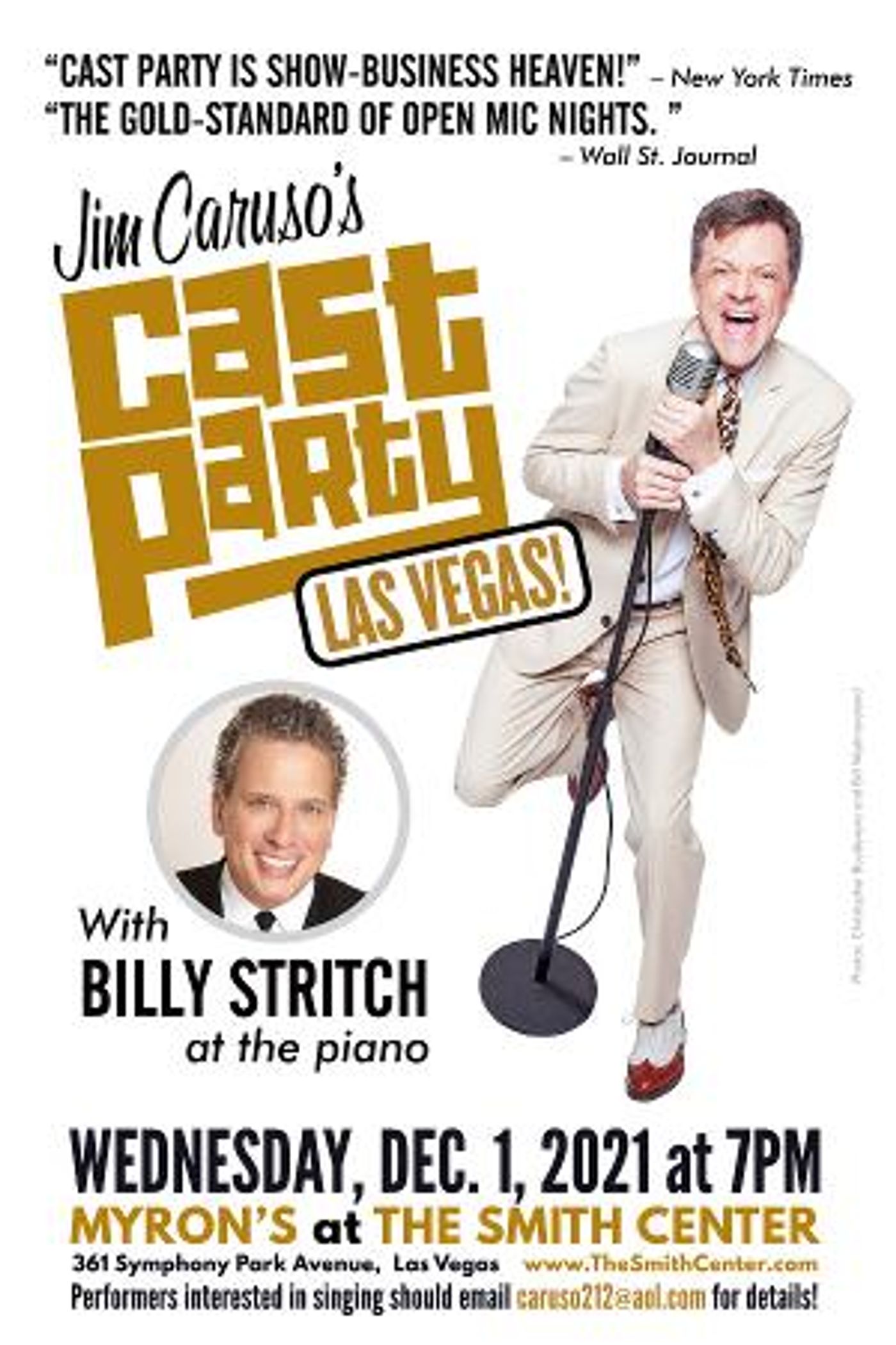 JIM CARUSO'S CAST PARTY With Billy Stritch Will Return to Myron's At The Smith Center  Image