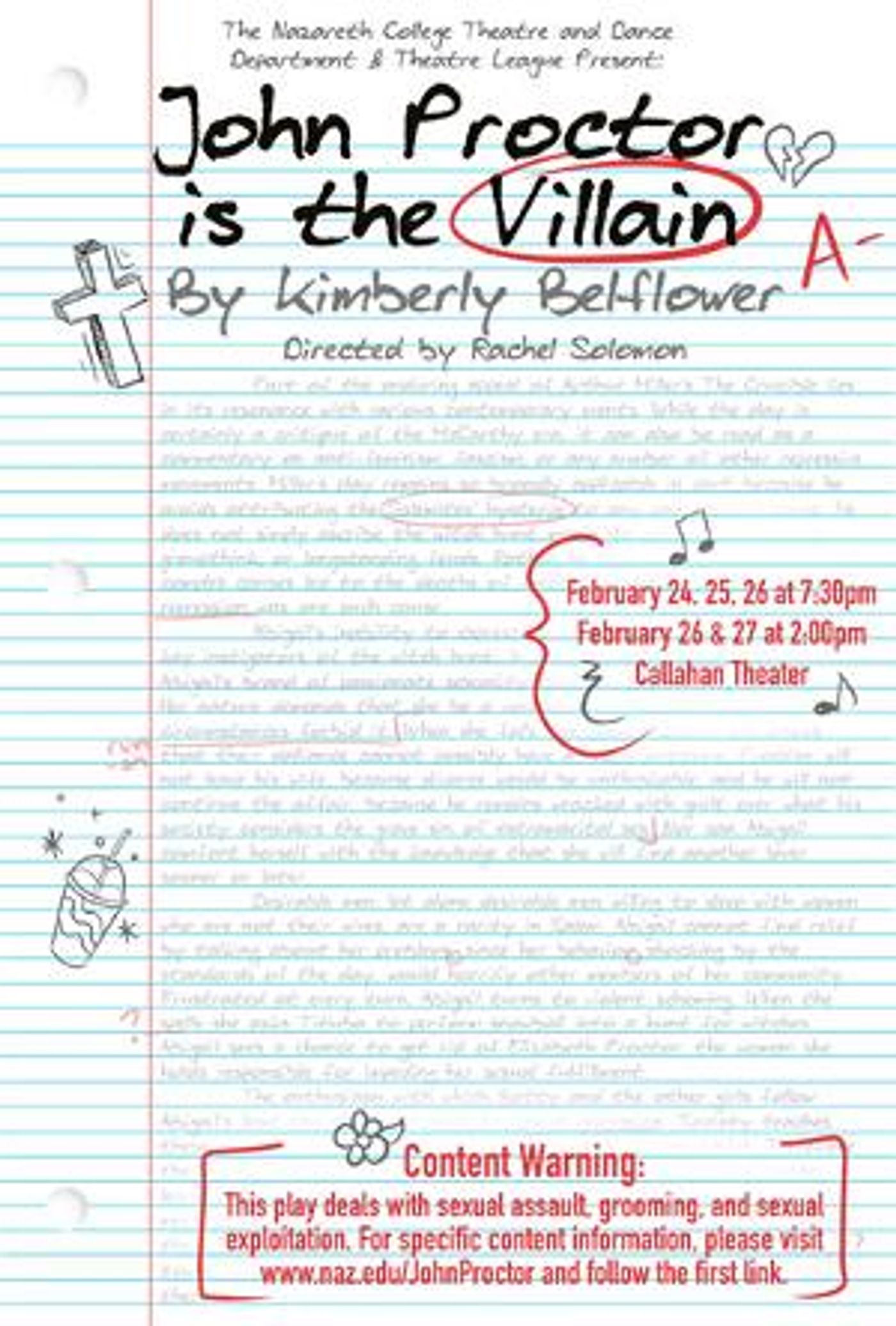 The Nazareth College Theatre and Dance Department to Present JOHN PROCTOR IS THE VILLAIN  Image