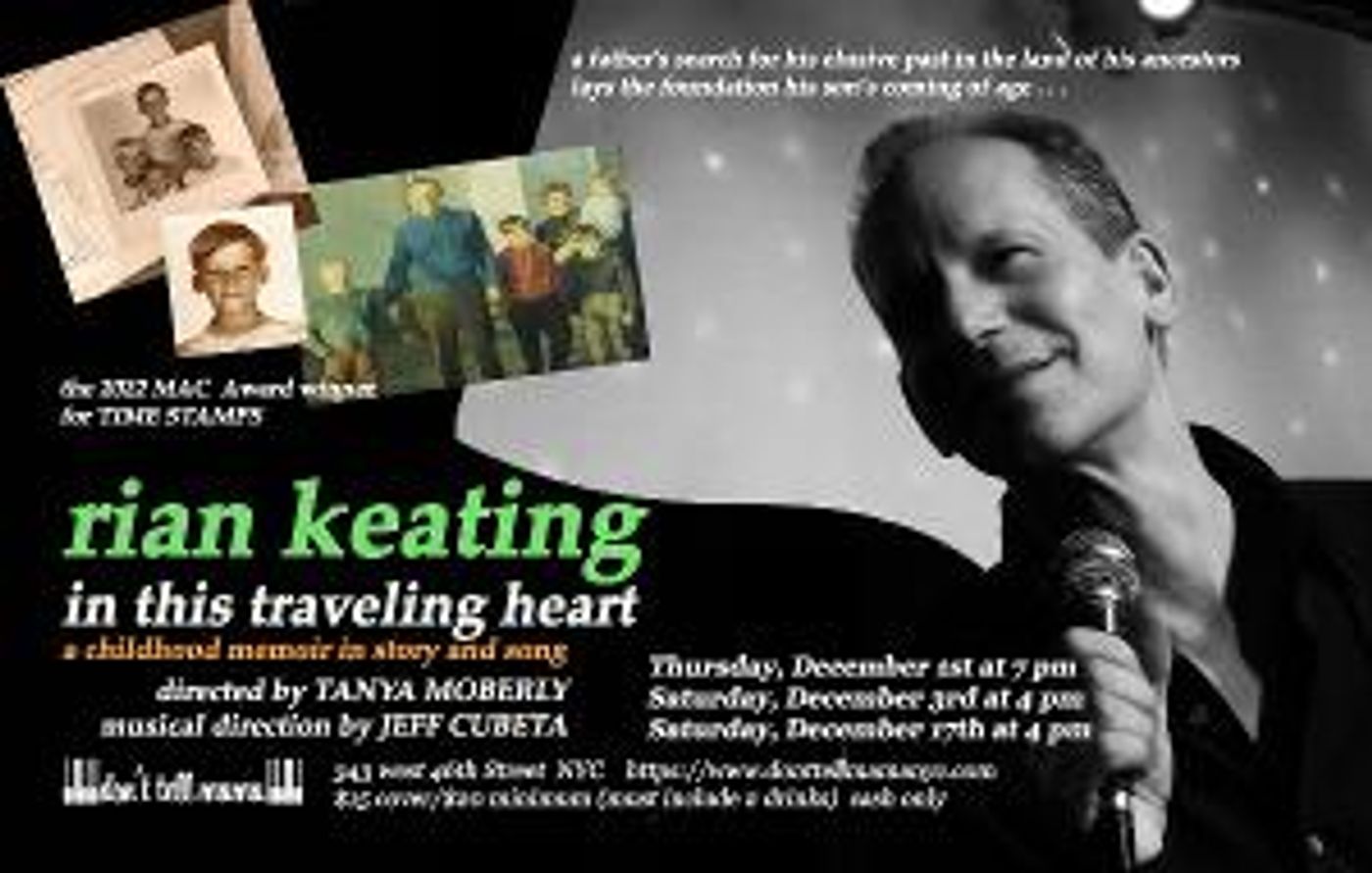 2022 MAC Award Winner Rian Keating Returns to Don't Tell Mama with IN THIS TRAVELING HEART  Image