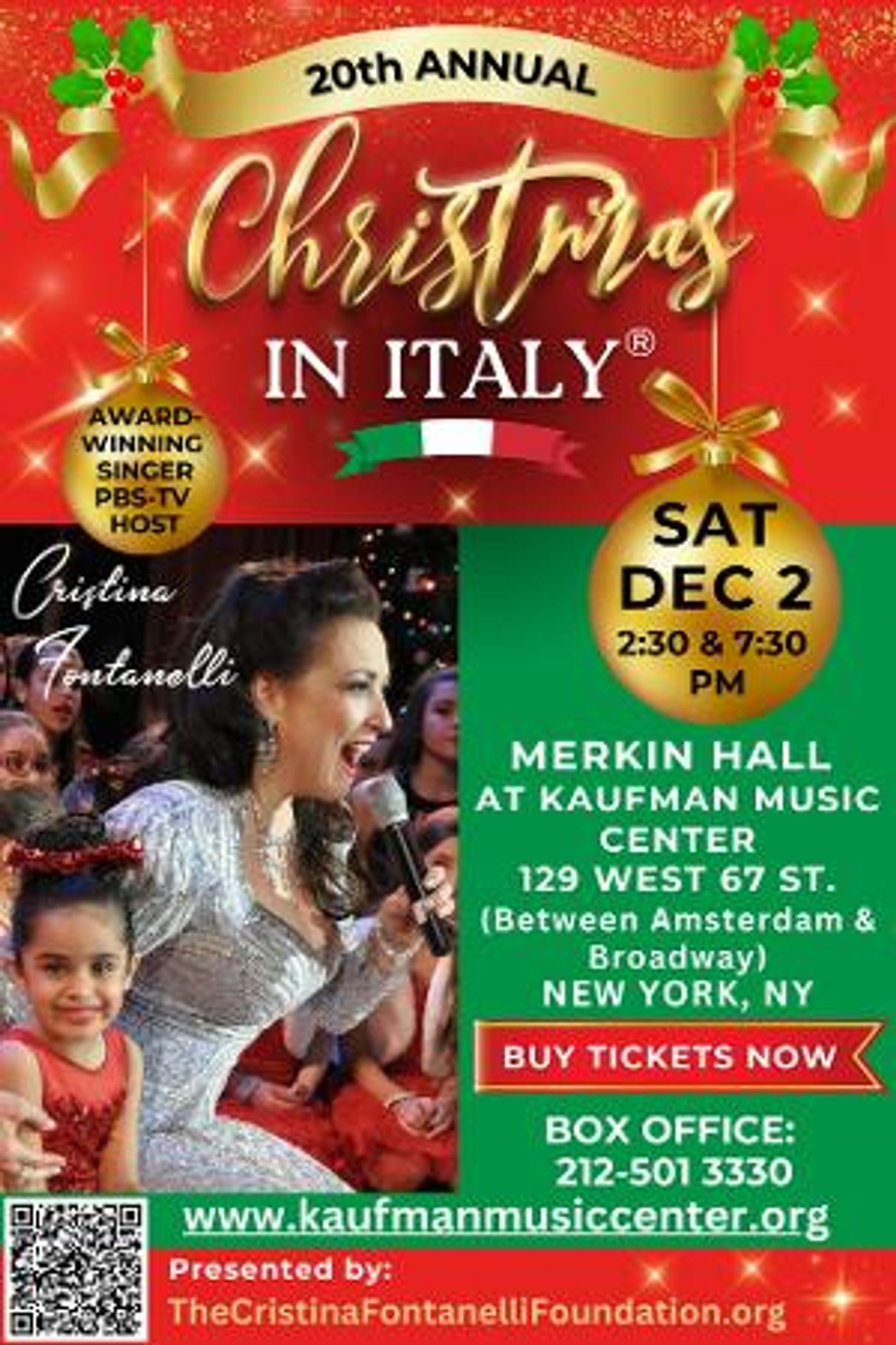 Cristina Fontanelli To Star In 20th Annual CHRISTMAS IN ITALY Concert  Image