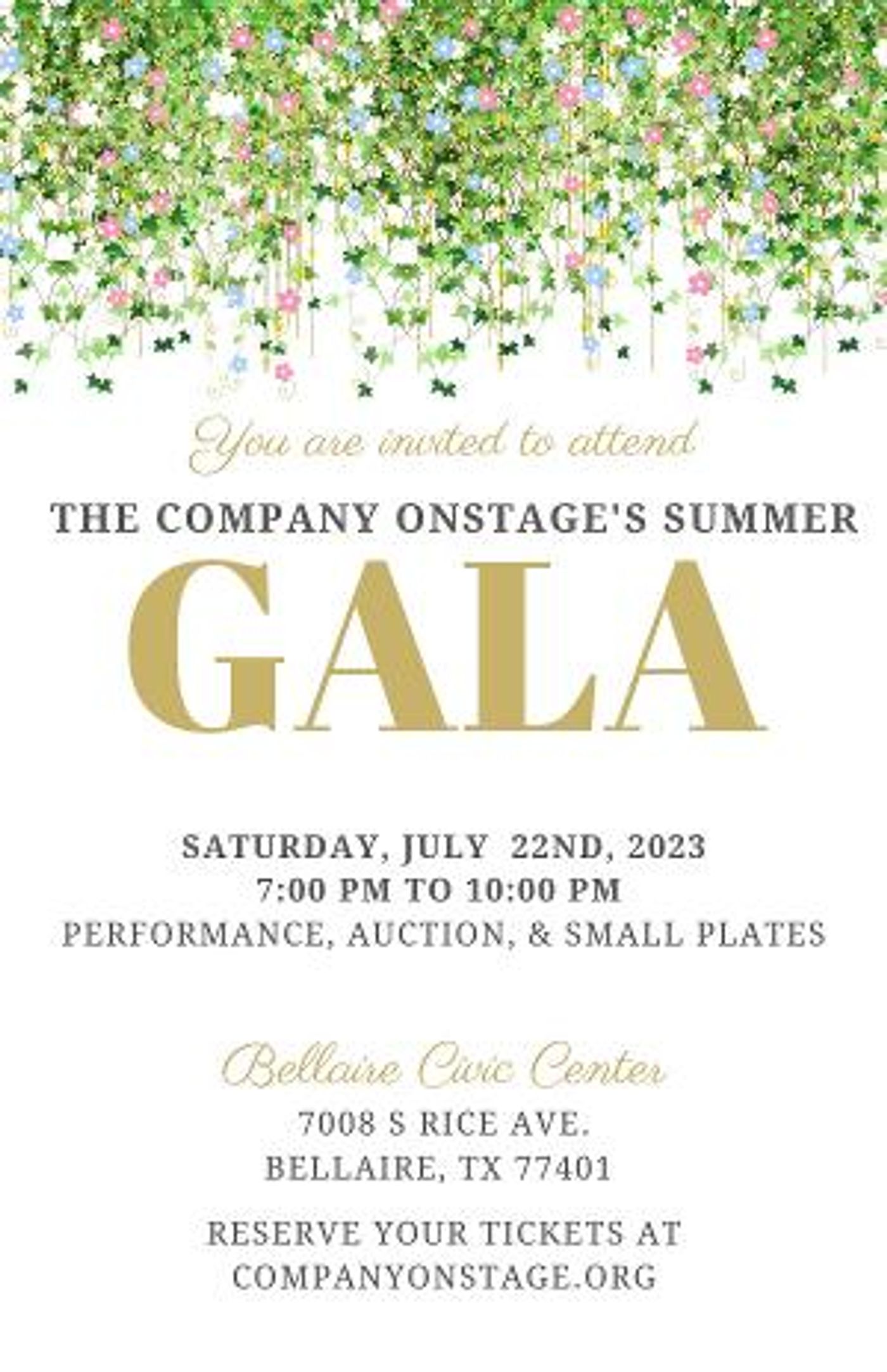 The Company OnStage to Present 2023 Summer Gala in July  Image