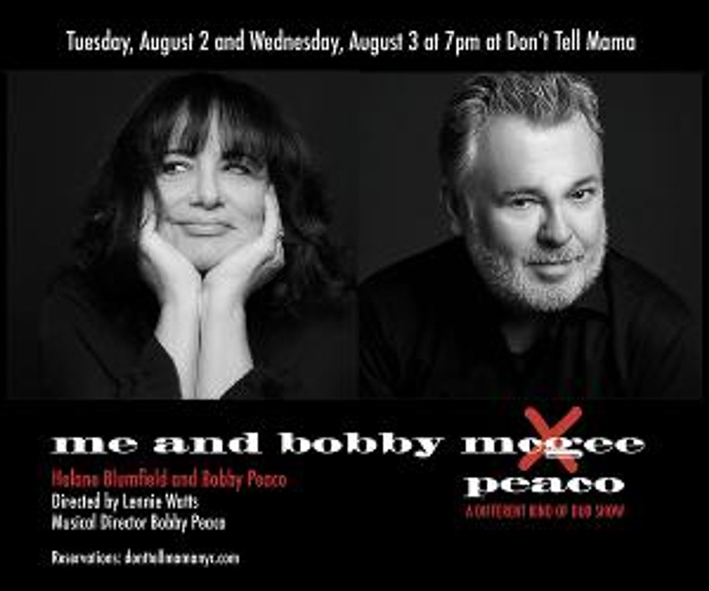 ME AND BOBBY PEACO Returns To Don't Tell Mama  Image