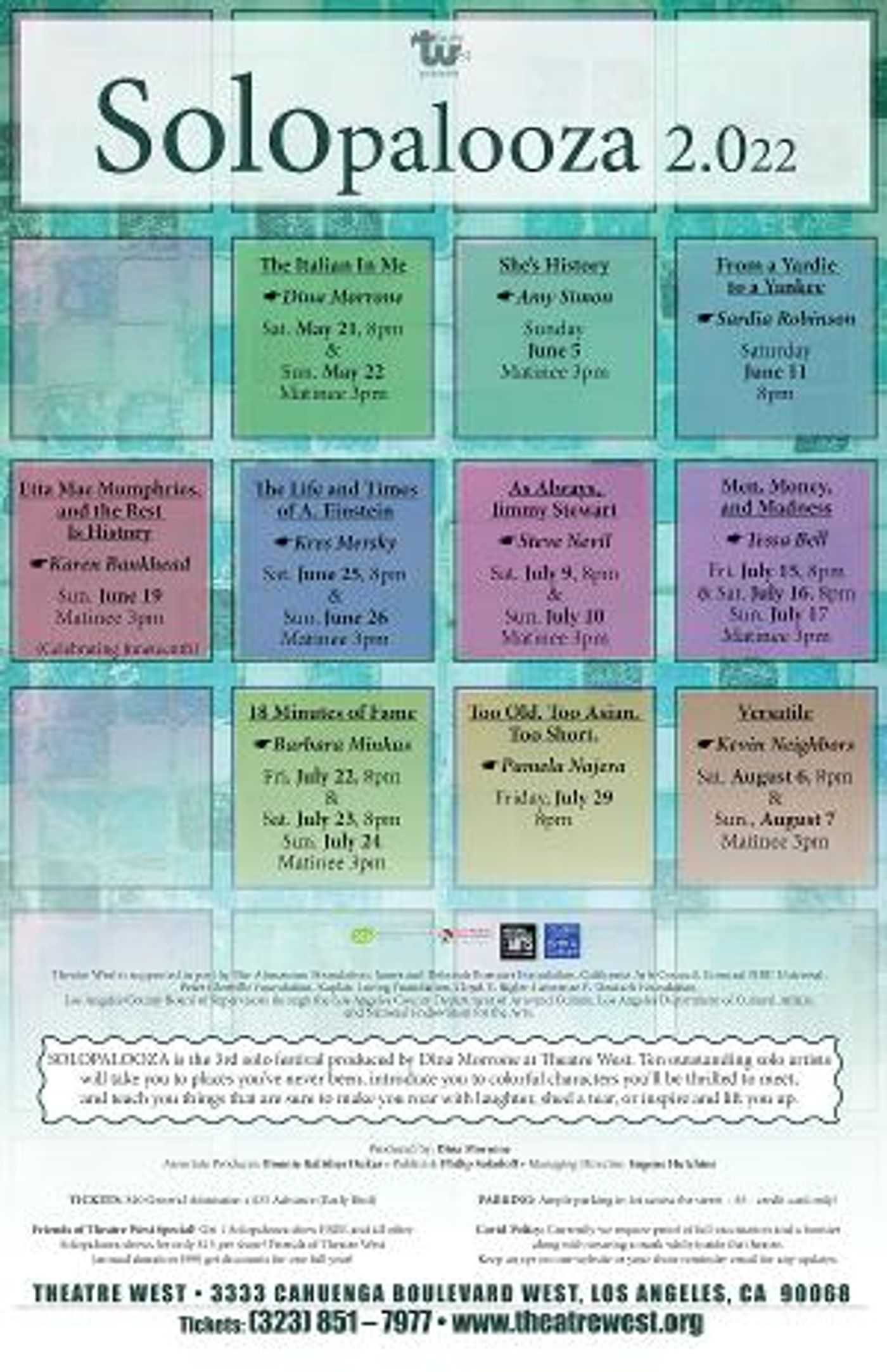 SOLOPALOOZA 2.022' Begins May 21 At Theatre West  Image