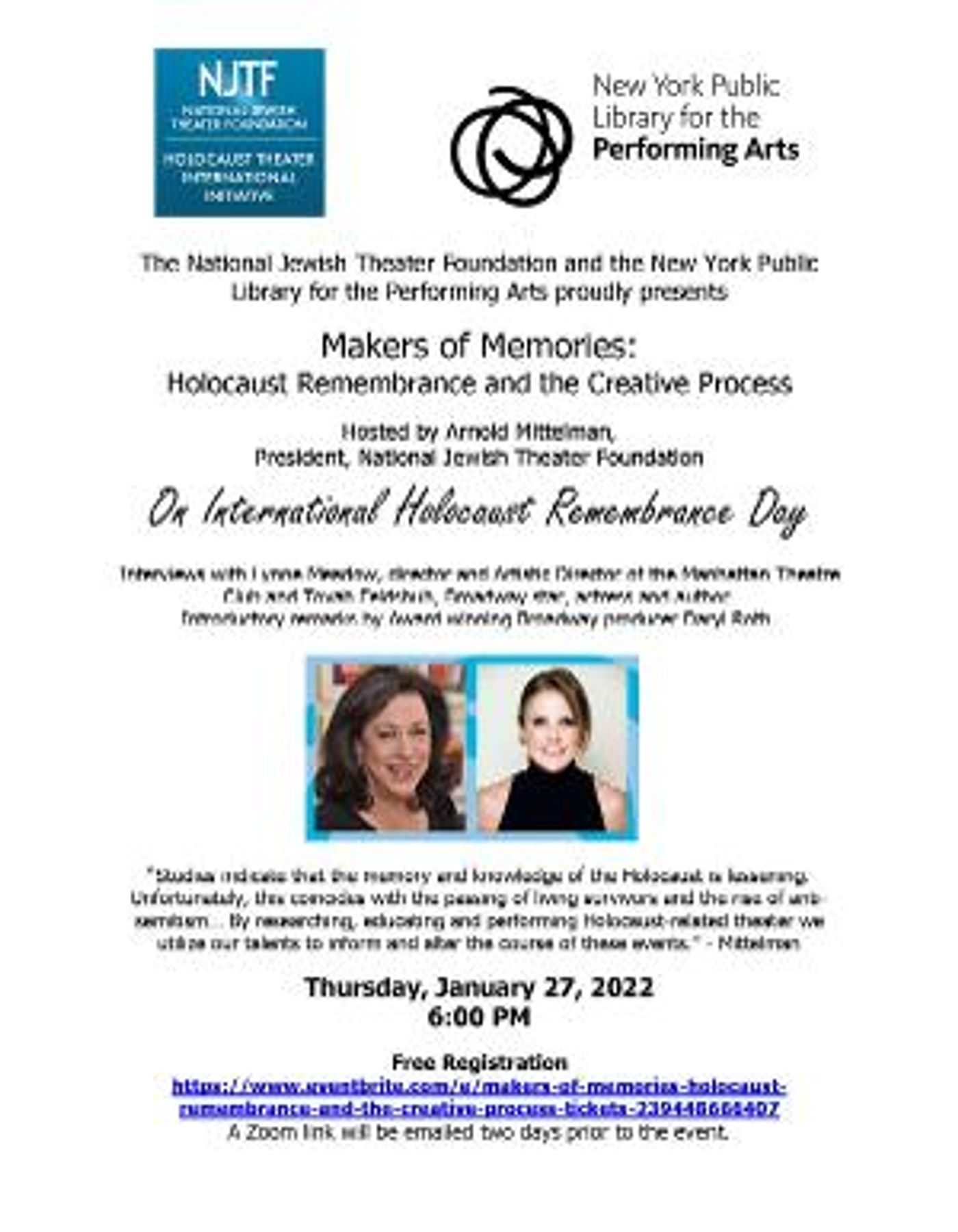 Tovah Feldshuh & Lynne Meadow To Be Honored By The NY Library Of Performing Arts  Image