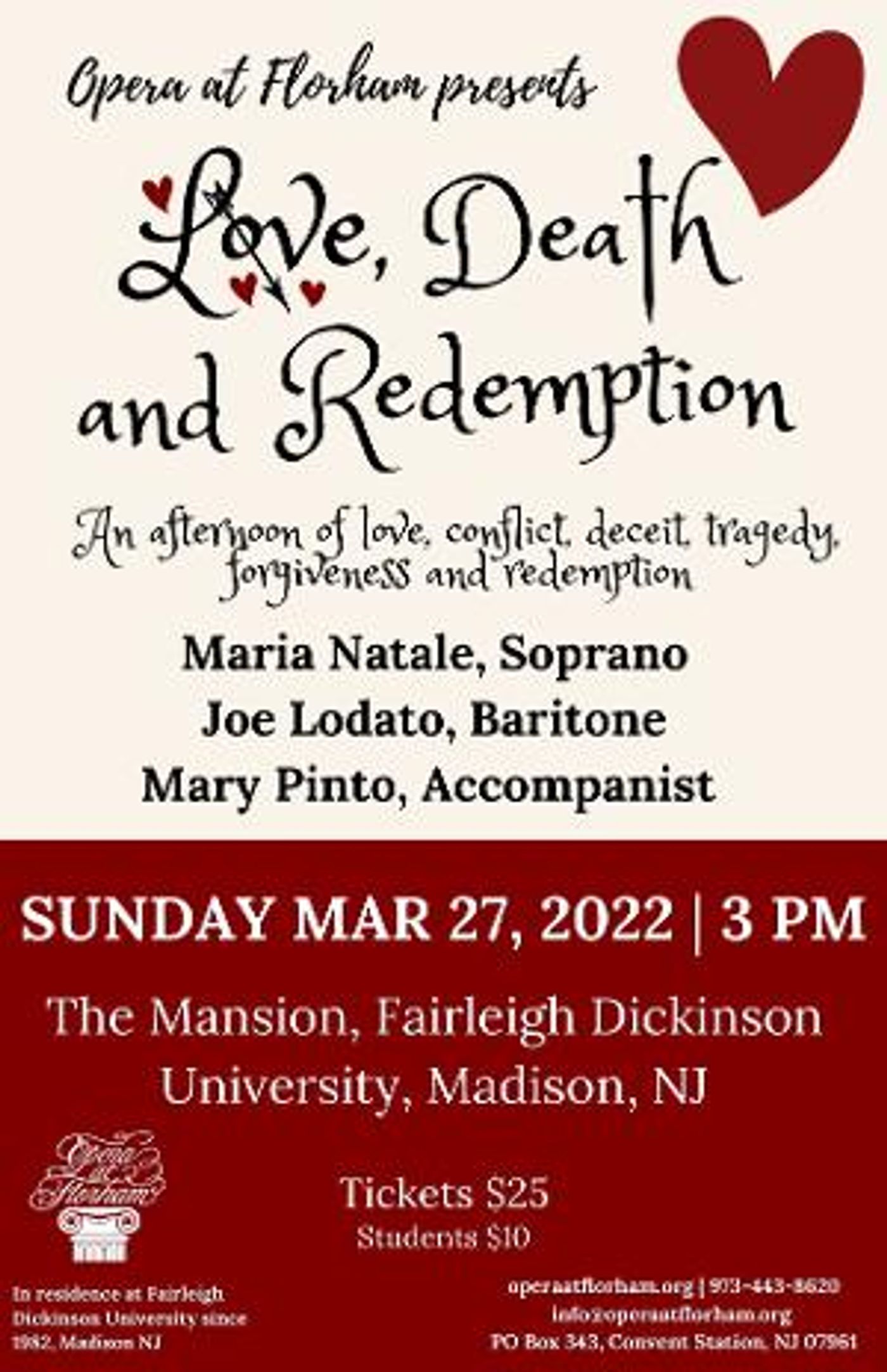 Opera At Florham Presents LOVE, DEATH AND REDEMPTION  Image