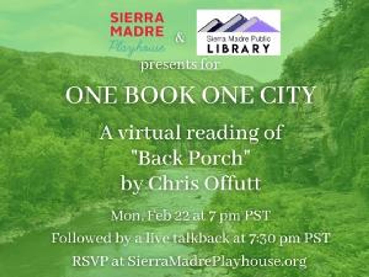 Sierra Madre Playhouse and S.M. Public Library Present BACK PORCH  Image