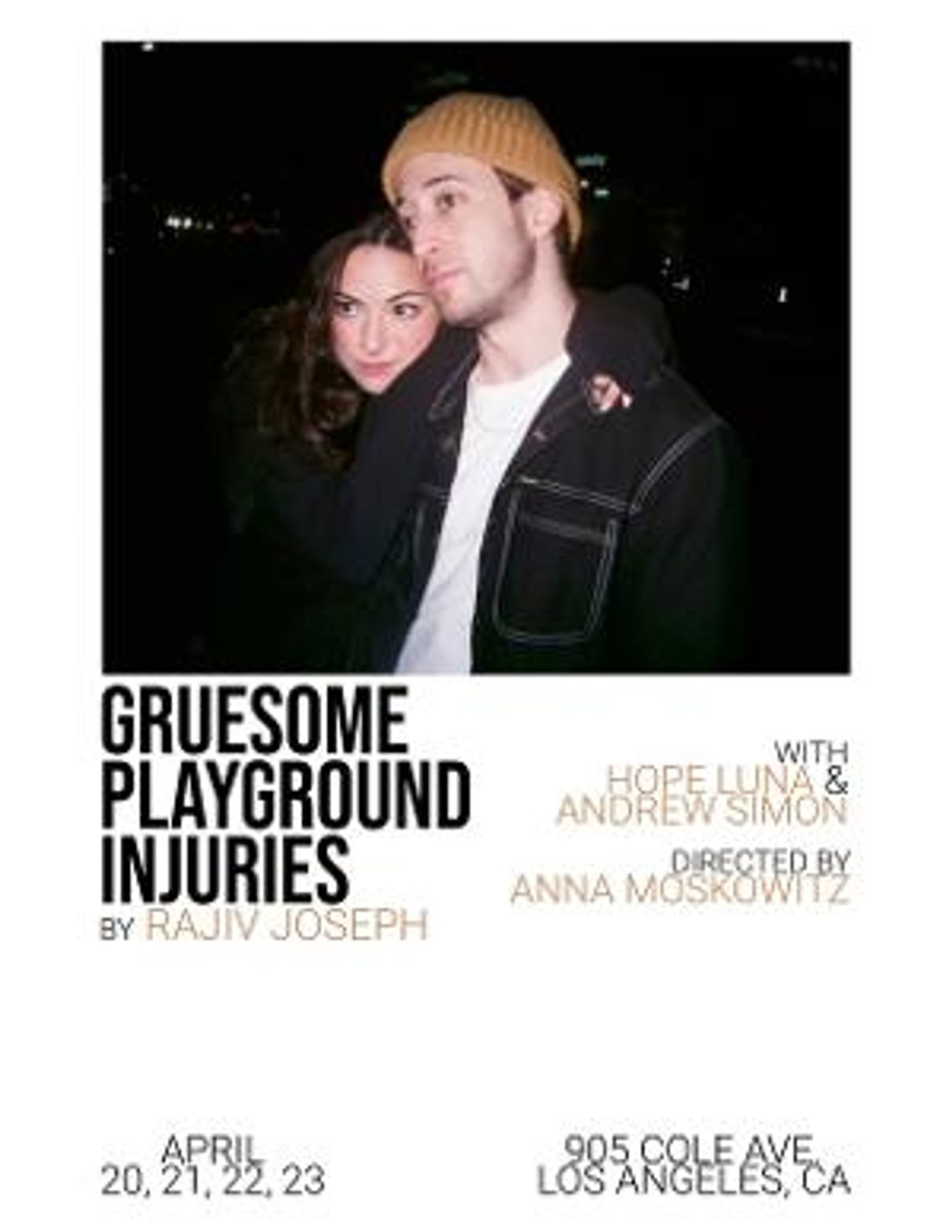 Anna Moskowitz, Zoe Brown, and Middle Man Productions Announce Production of Gruesome Playground Injuries, Premiering April 20th  Image