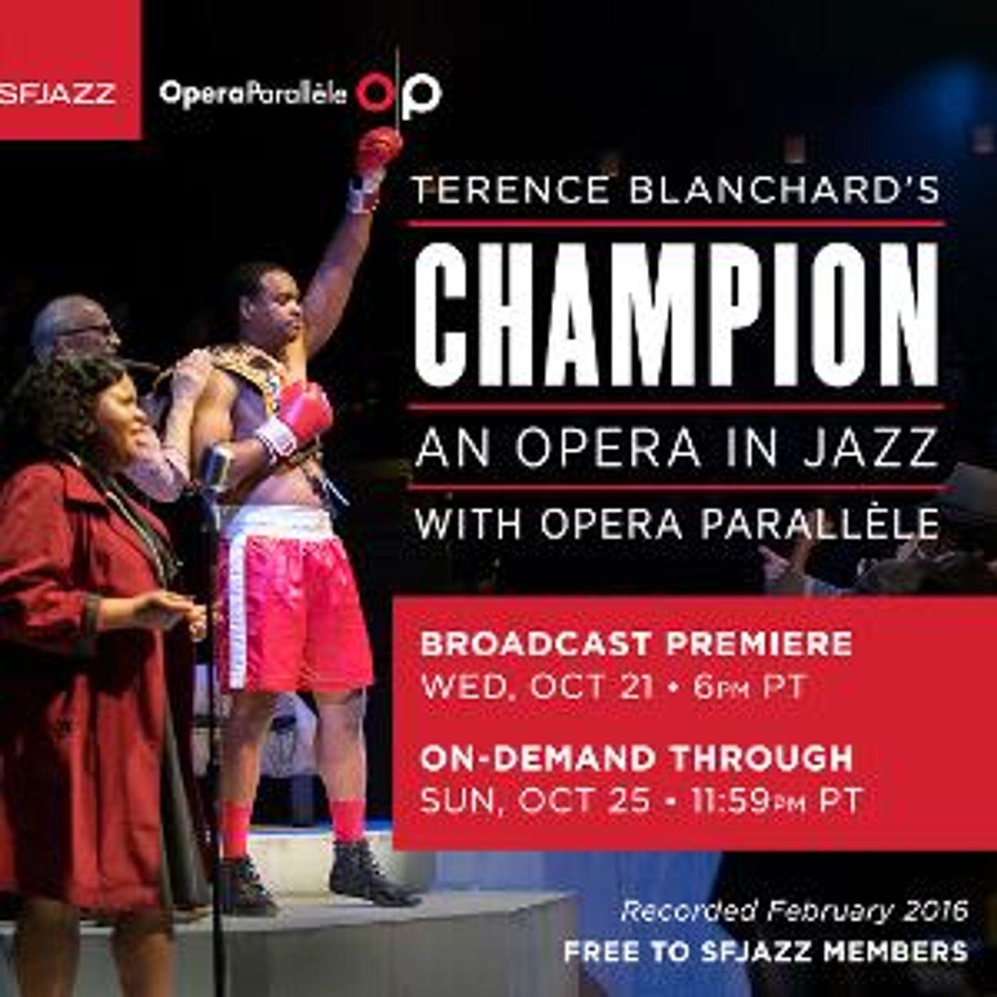 SFJAZZ And Opera Parallèle Present Exclusive On-Demand Broadcast Of CHAMPION - AN OPERA IN JAZZ  Image