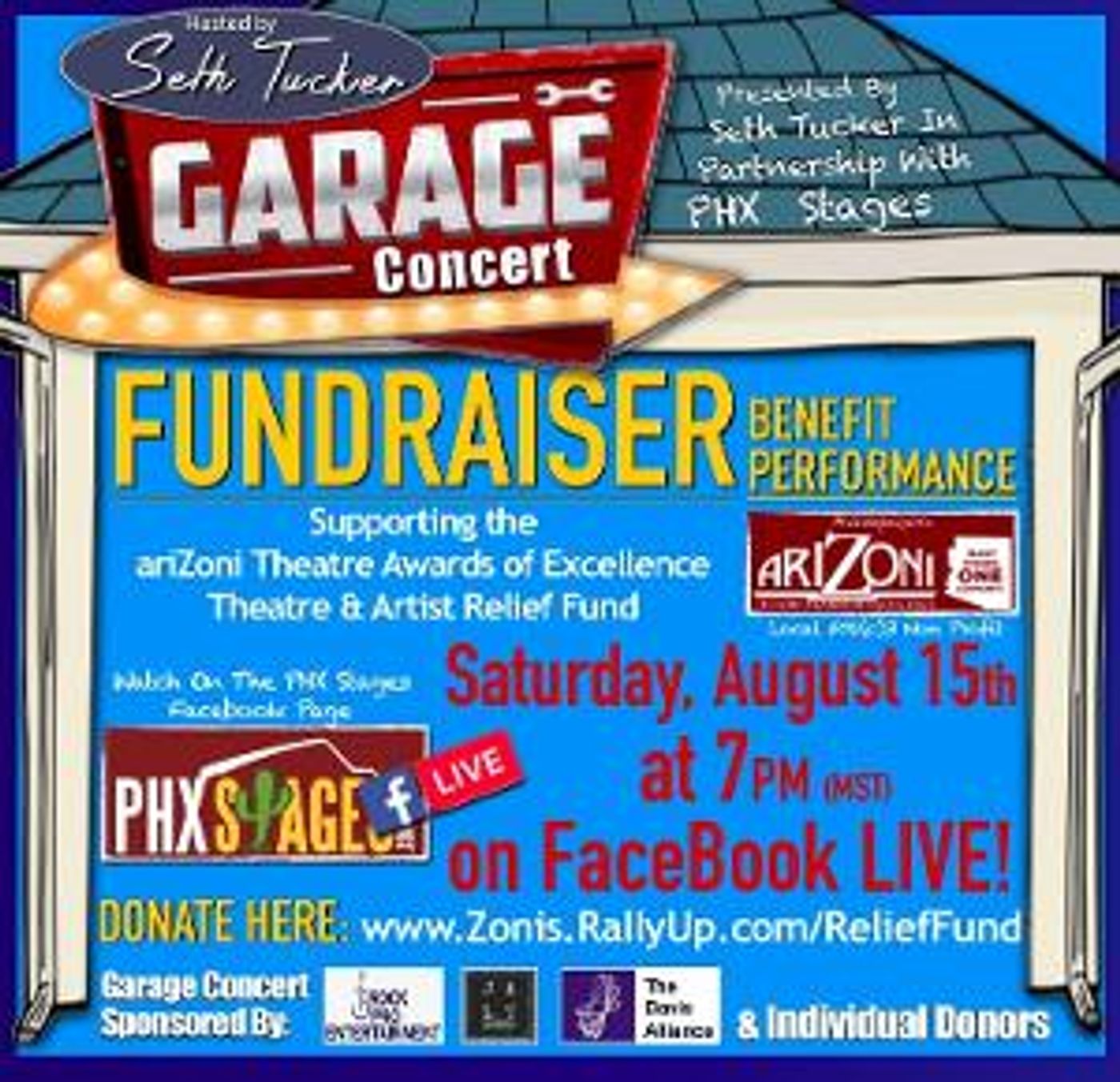 Seth Tucker and PHX Stages Present Garage Concert Fundraiser For AriZoni Relief Fund  Image