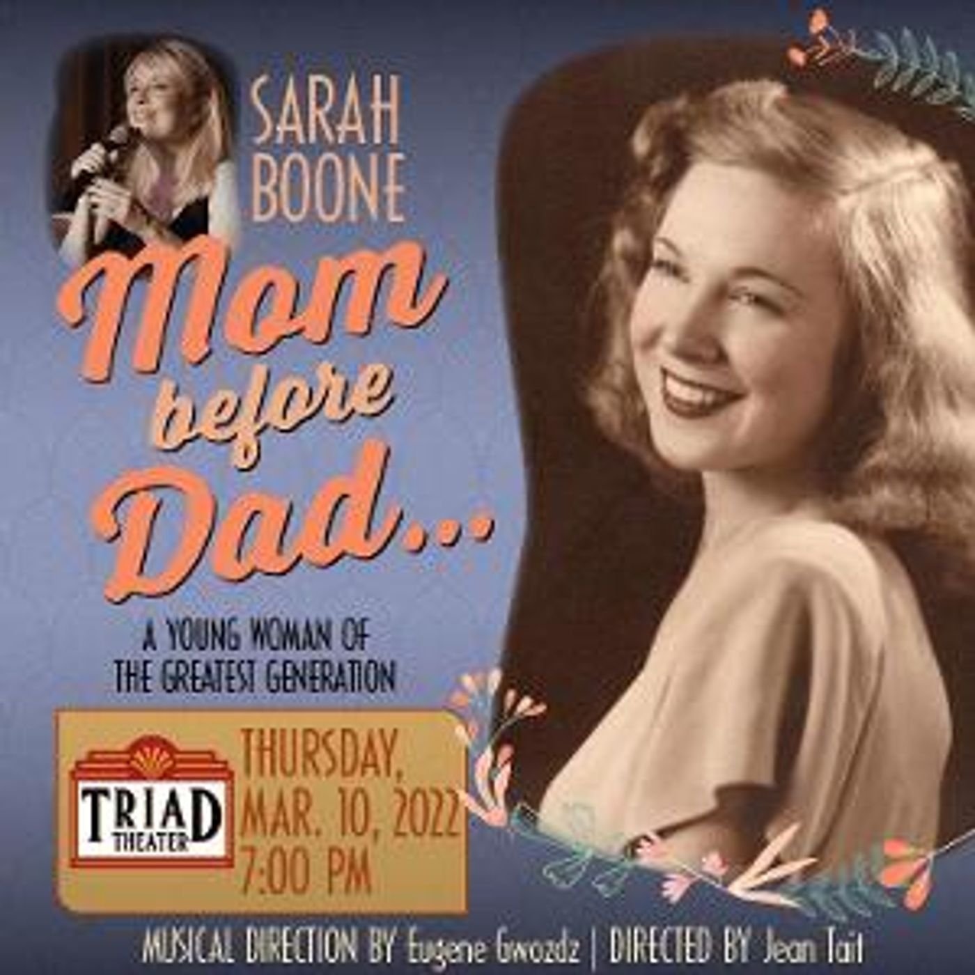 Sarah Boone Brings MOM BEFORE DAD...A Young Woman Of The Greatest Generation To The Triad  Image