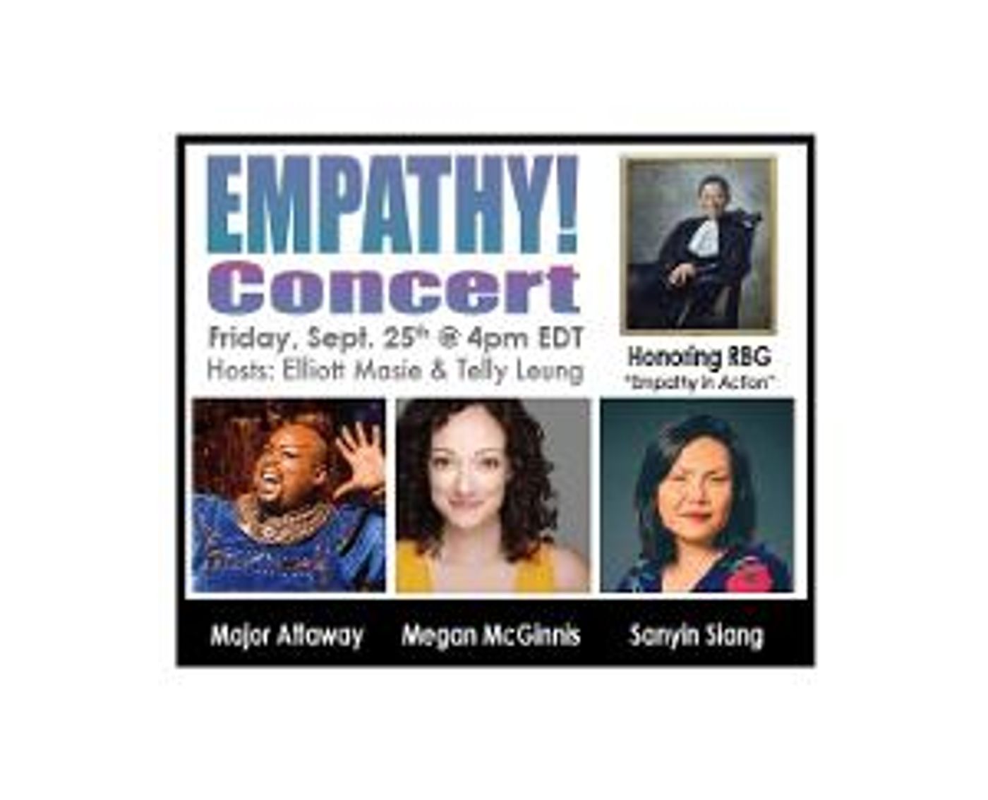Megan McGinnis, Major Attaway And Telly Leung To Perform In Empathy Concert Honoring RBG  Image
