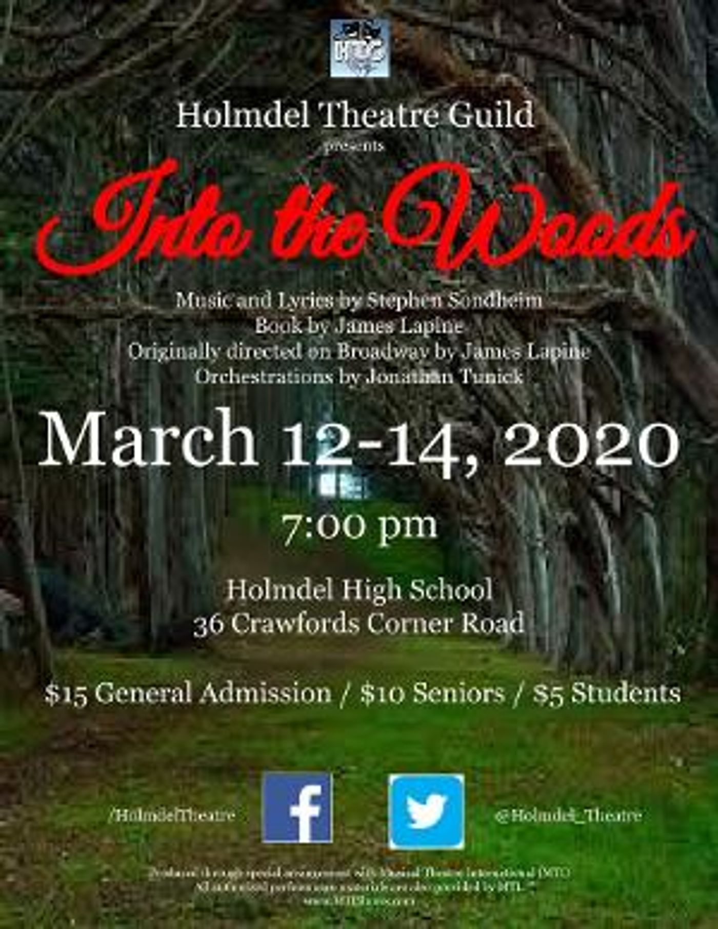 INTO THE WOODS to be Performed At Holmdel High School  Image