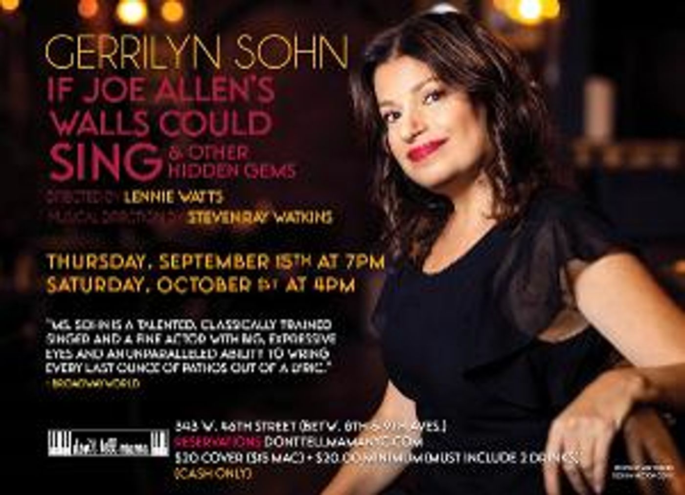 Gerrilyn Sohn to Return to Don't Tell Mama With IF JOE ALLEN'S WALLS COULD SING & OTHER HIDDEN GEMS  Image