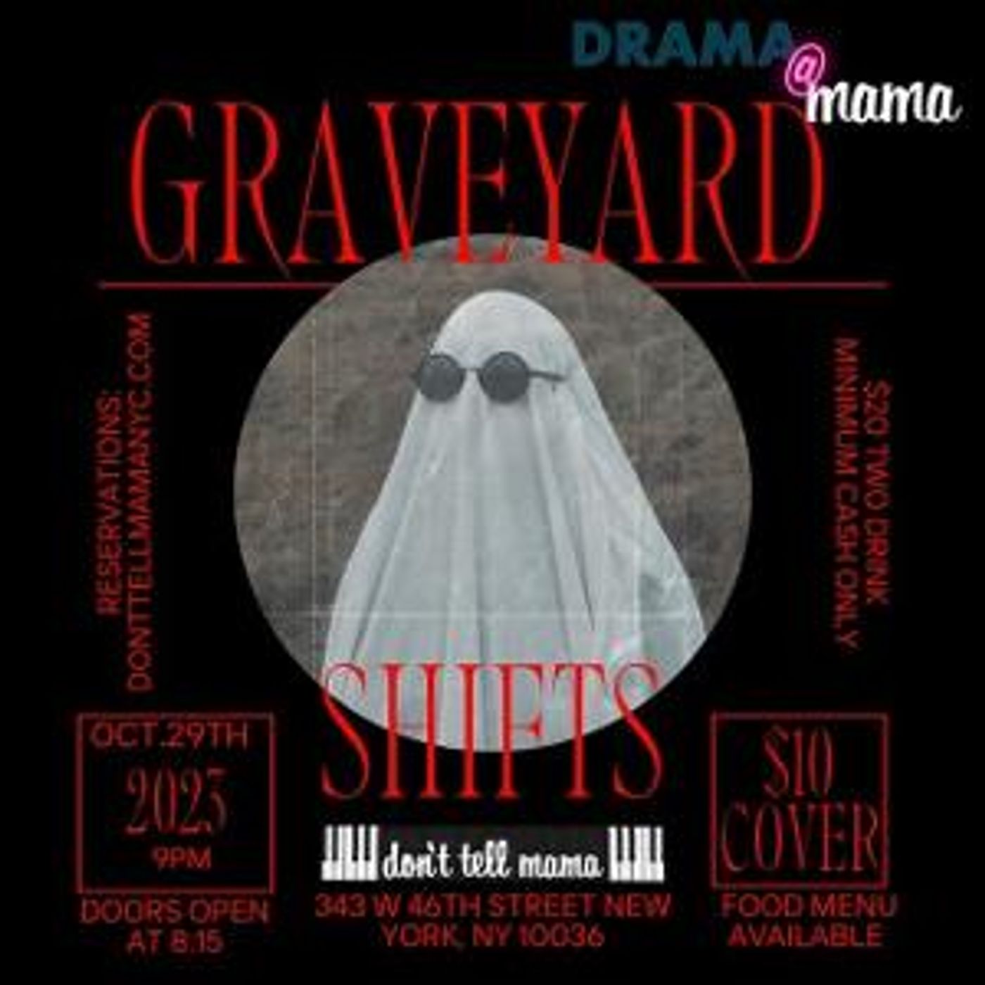 Drama Book Shop Staff to Present DRAMA @ MAMA: GRAVEYARD SHIFTS - A Spooky Night of Musical Performances  Image