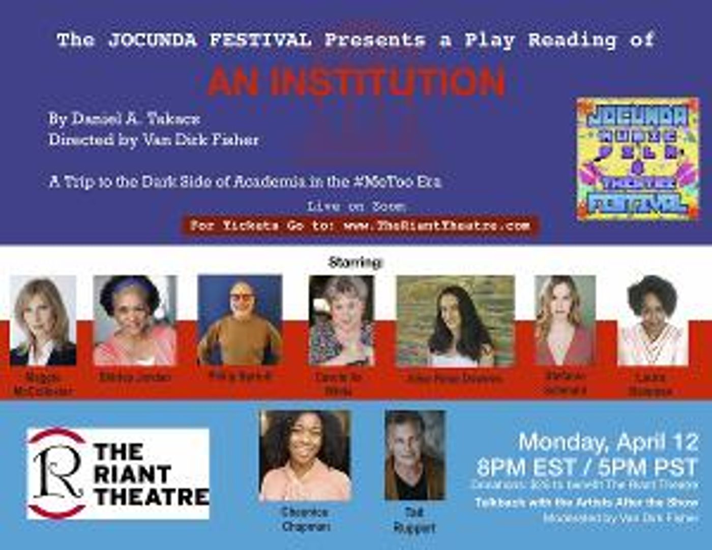 The JOCUNDA FESTIVAL presents AN INSTITUTION by Daniel A. Takacs  Image