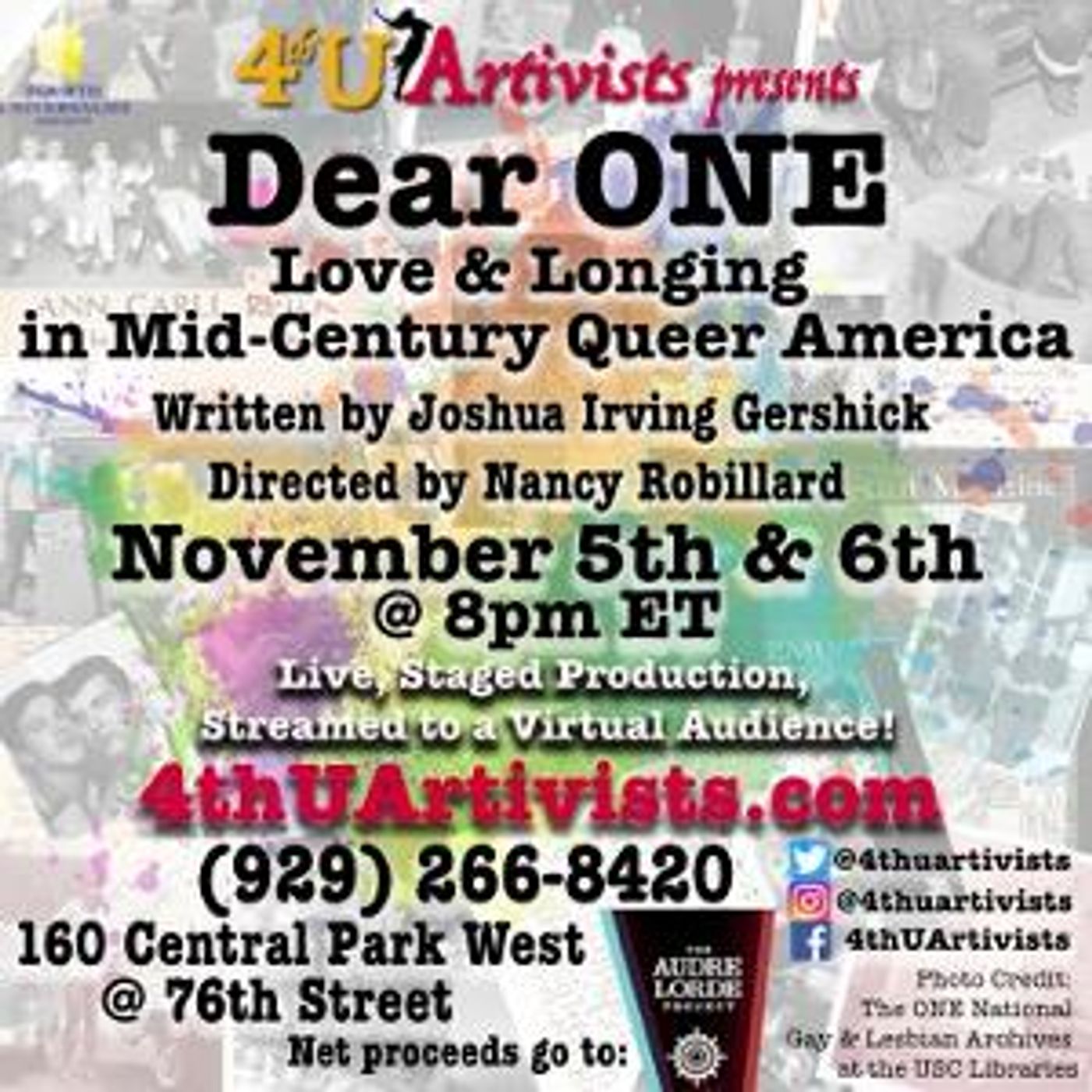 DEAR ONE: LOVE & LONGING IN MID-CENTURY QUEER AMERICA Comes To UWS Church  Image