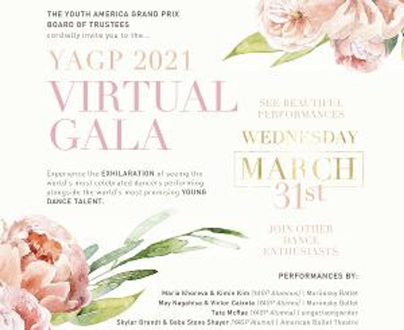 Youth America Grand Prix Virtual Benefit Announced  Image