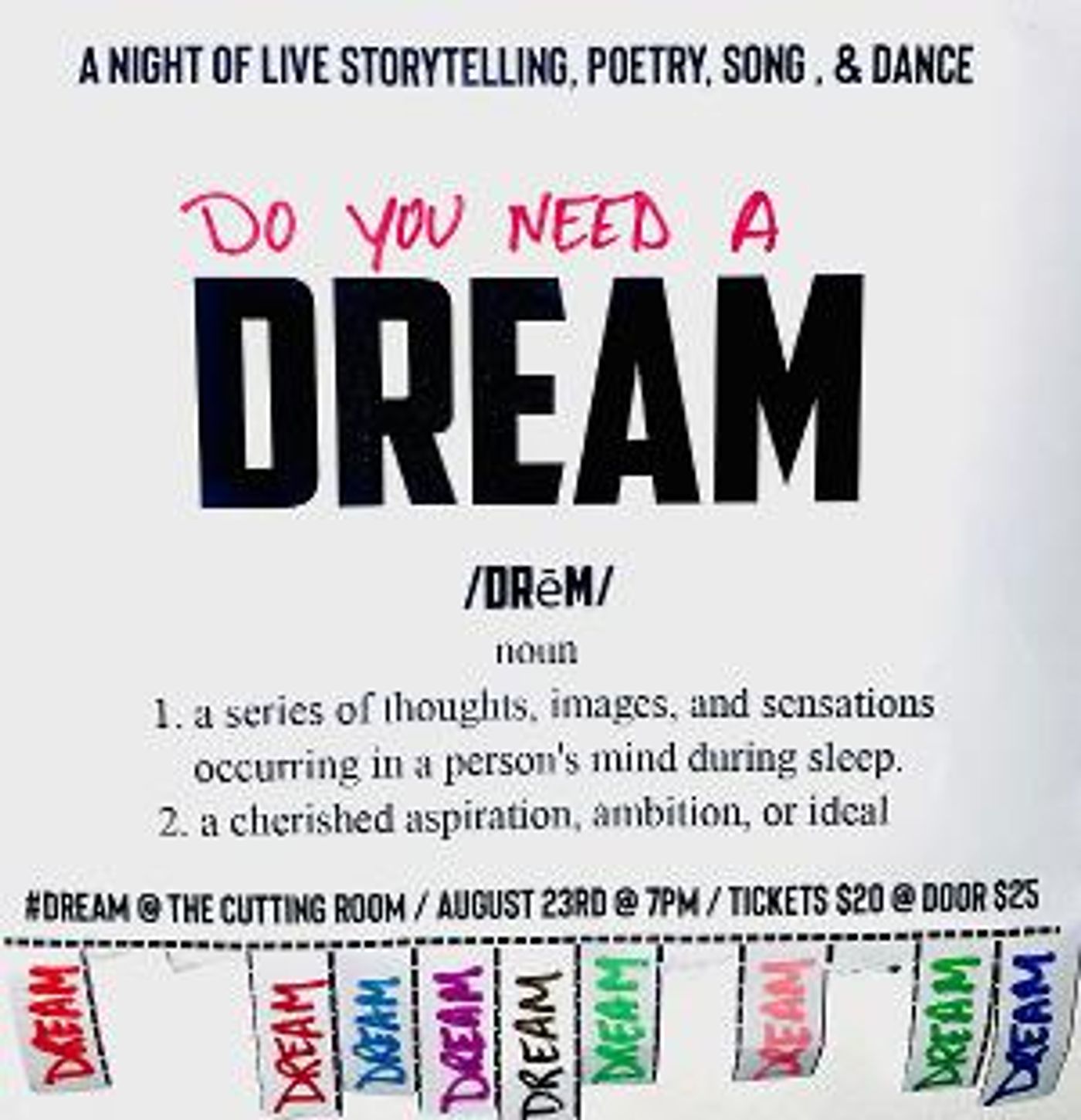 Storytelling NYC and The Cutting Room Present DREAM A Storytelling Experience  Image