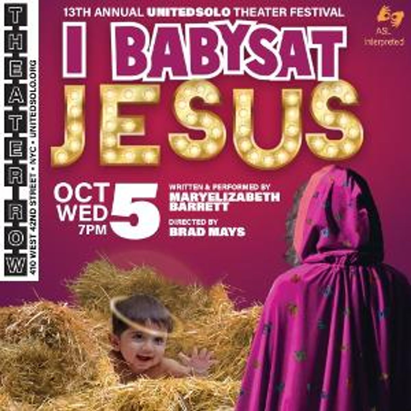 MaryElizabeth Barrett's I BABYSAT JESUS To Be Presented As Part of United Solo Festival 2022  Image