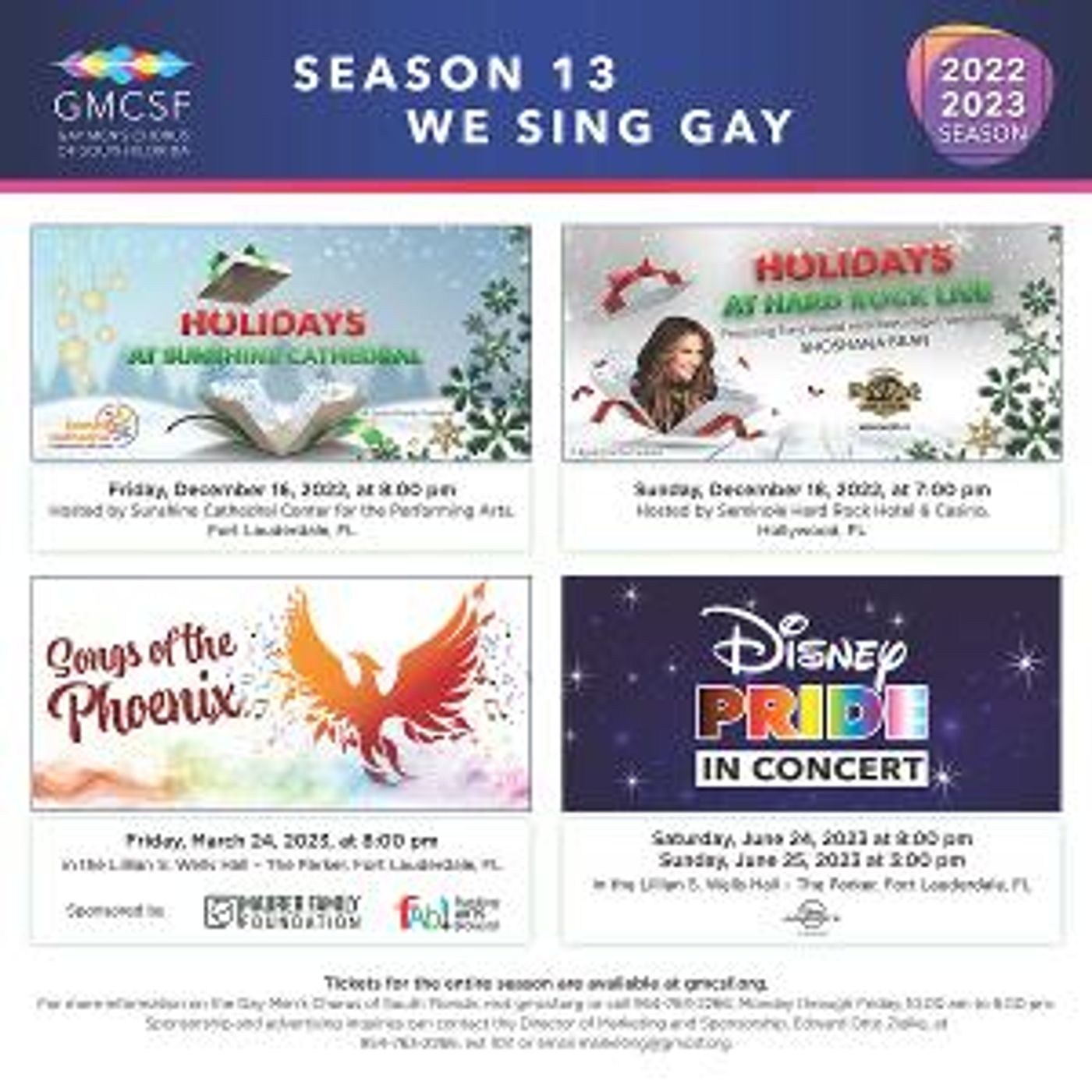 Gay Men's Chorus Of South Florida Announces Season 13: WE SING GAY! Featuring Shoshana Bean, Disney PRIDE in Concert  & More  Image