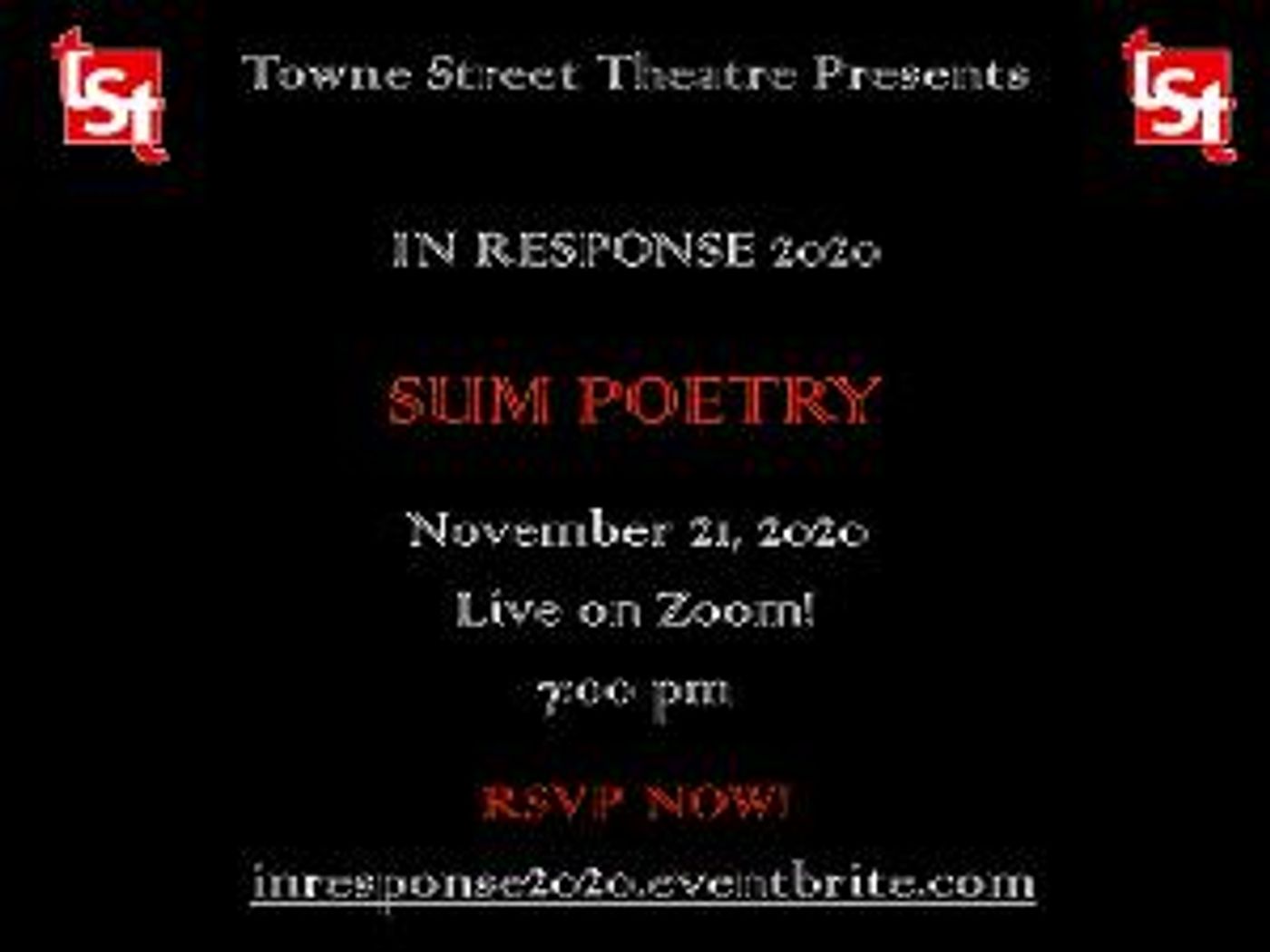 Towne Street Theatre Presents IN RESPONSE 2020: Sum Poetry!  Image
