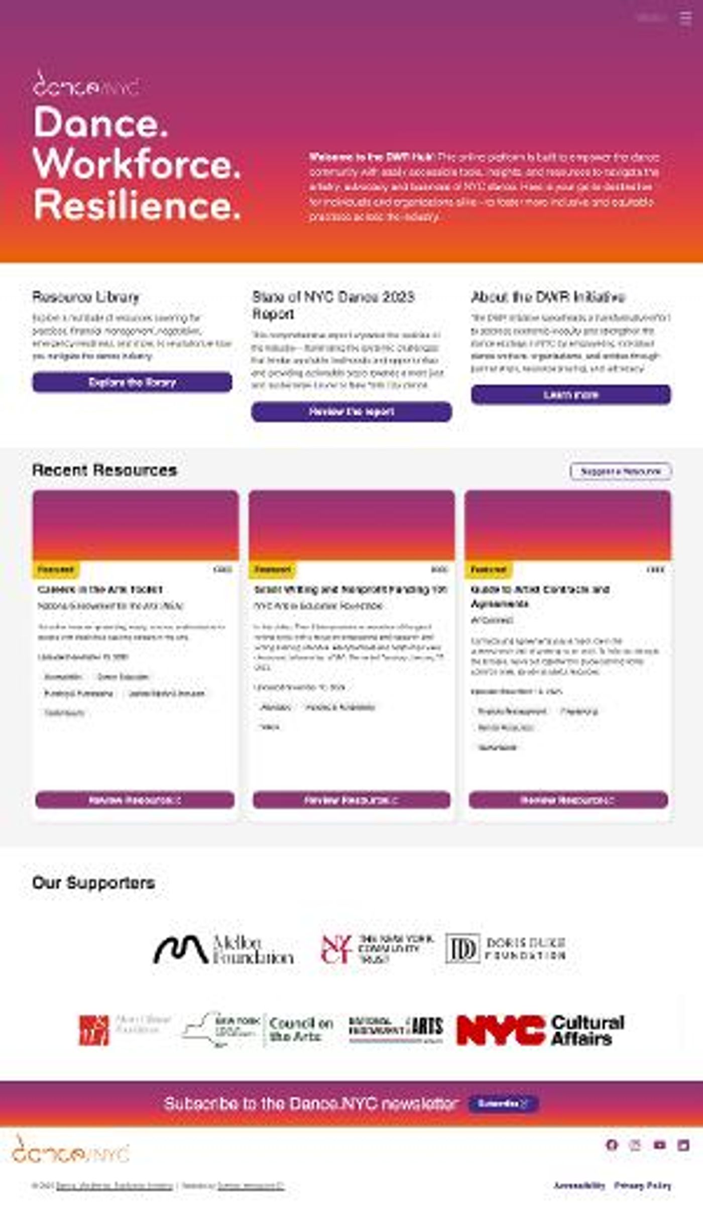 Dance/NYC Launches Dance. Workforce. Resilience. (DWR) Hub  Image