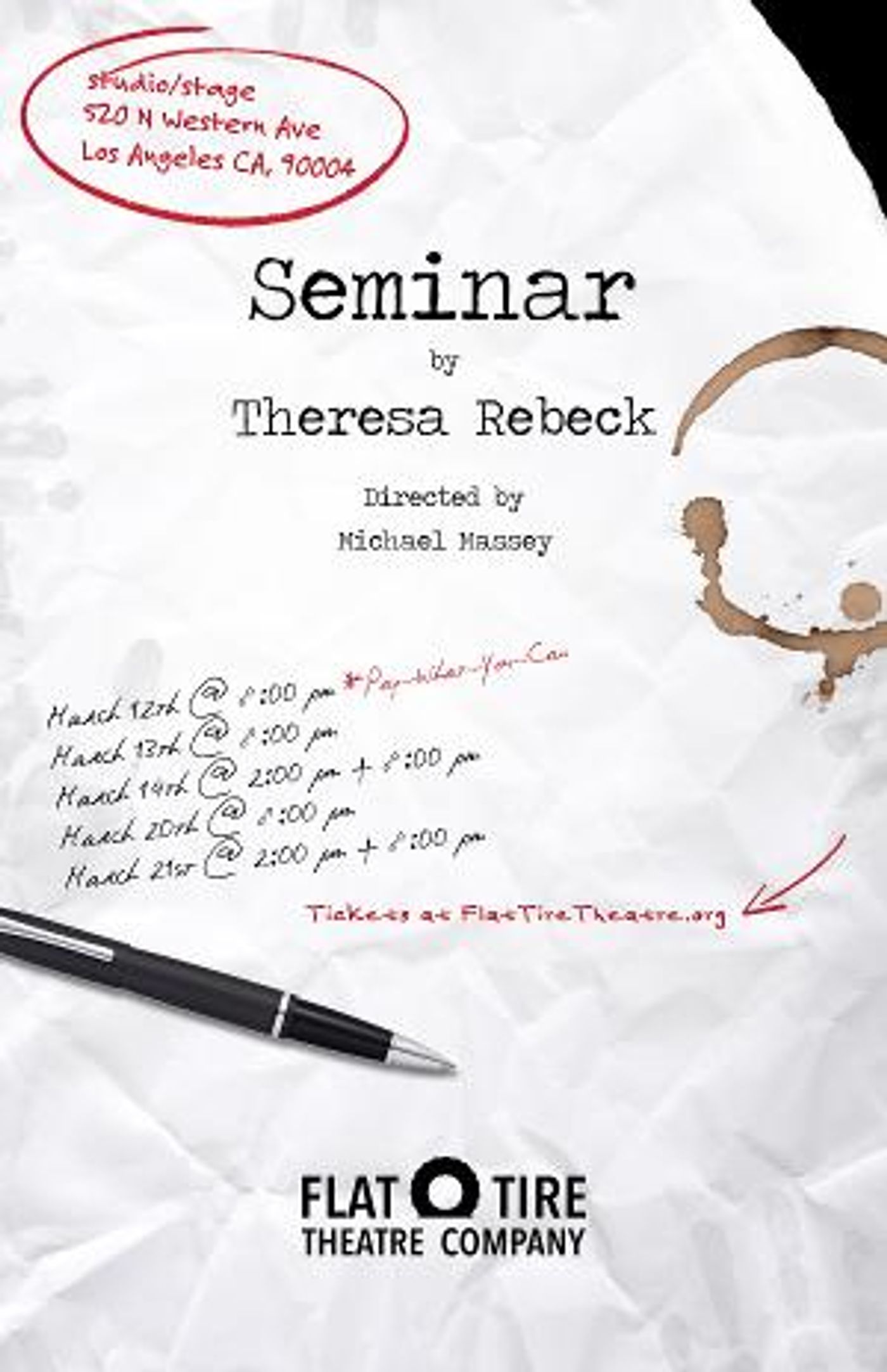 Flat Tire Theatre Presents Theresa Rebeck's SEMINAR  Image