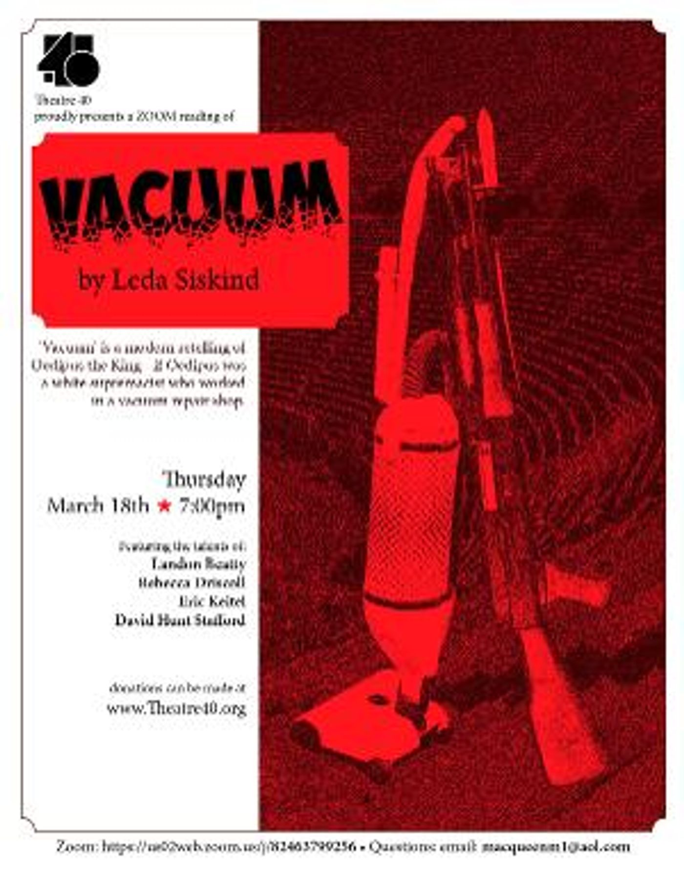 Theatre 40 Presents VACUUM  Image