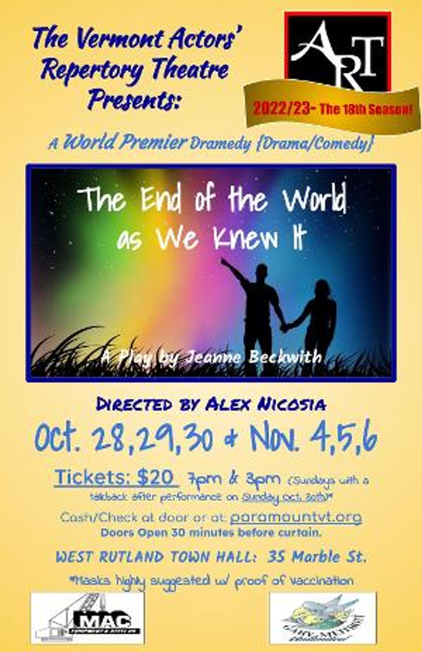 A.R.T. Opens World Premier Of THE END OF THE WORLD AS WE KNEW IT By Jeanne Beckwith  Image